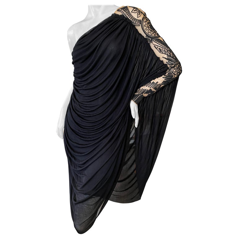 Jean Paul Gaultier Femme Black Sari Draped One Shoulder Dress For Sale ...