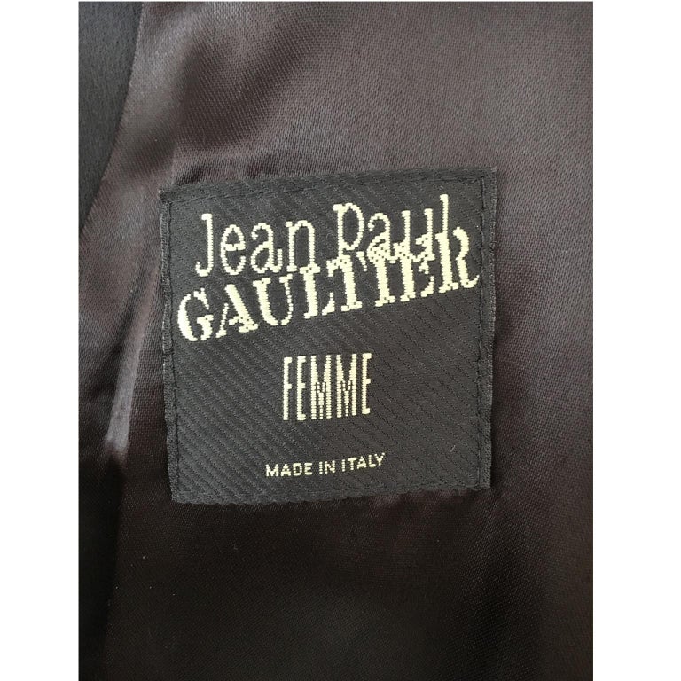 Jean Paul Gaultier FEMME Blazer Jacket Leather Sleeves 90s For Sale 3
