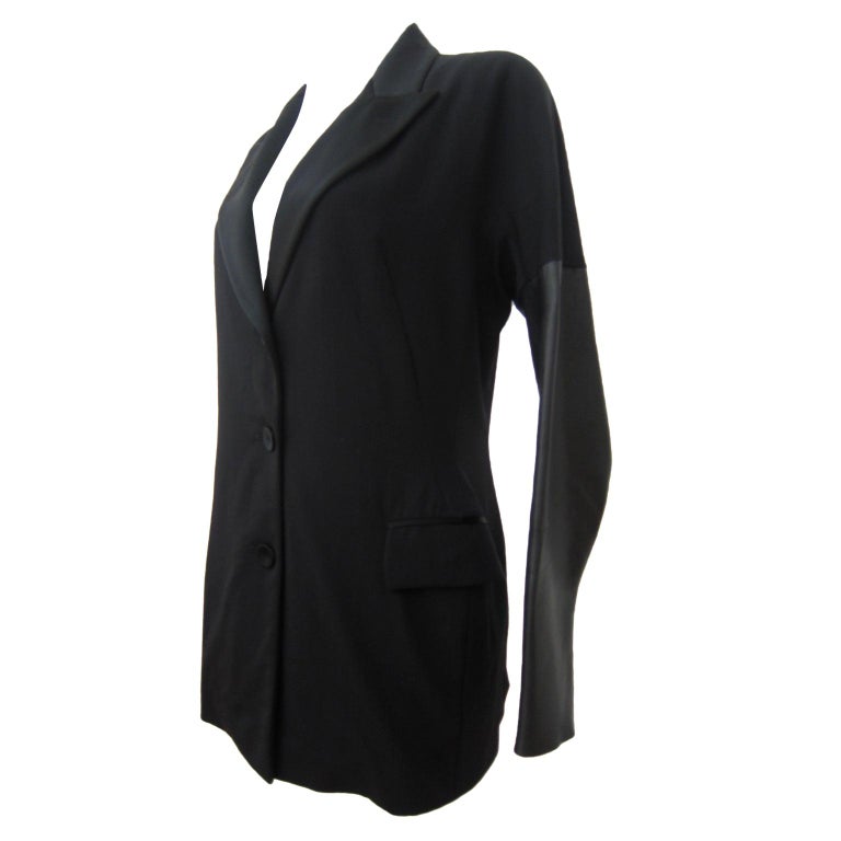 Jean Paul Gaultier FEMME Blazer Jacket Leather Sleeves 90s For Sale