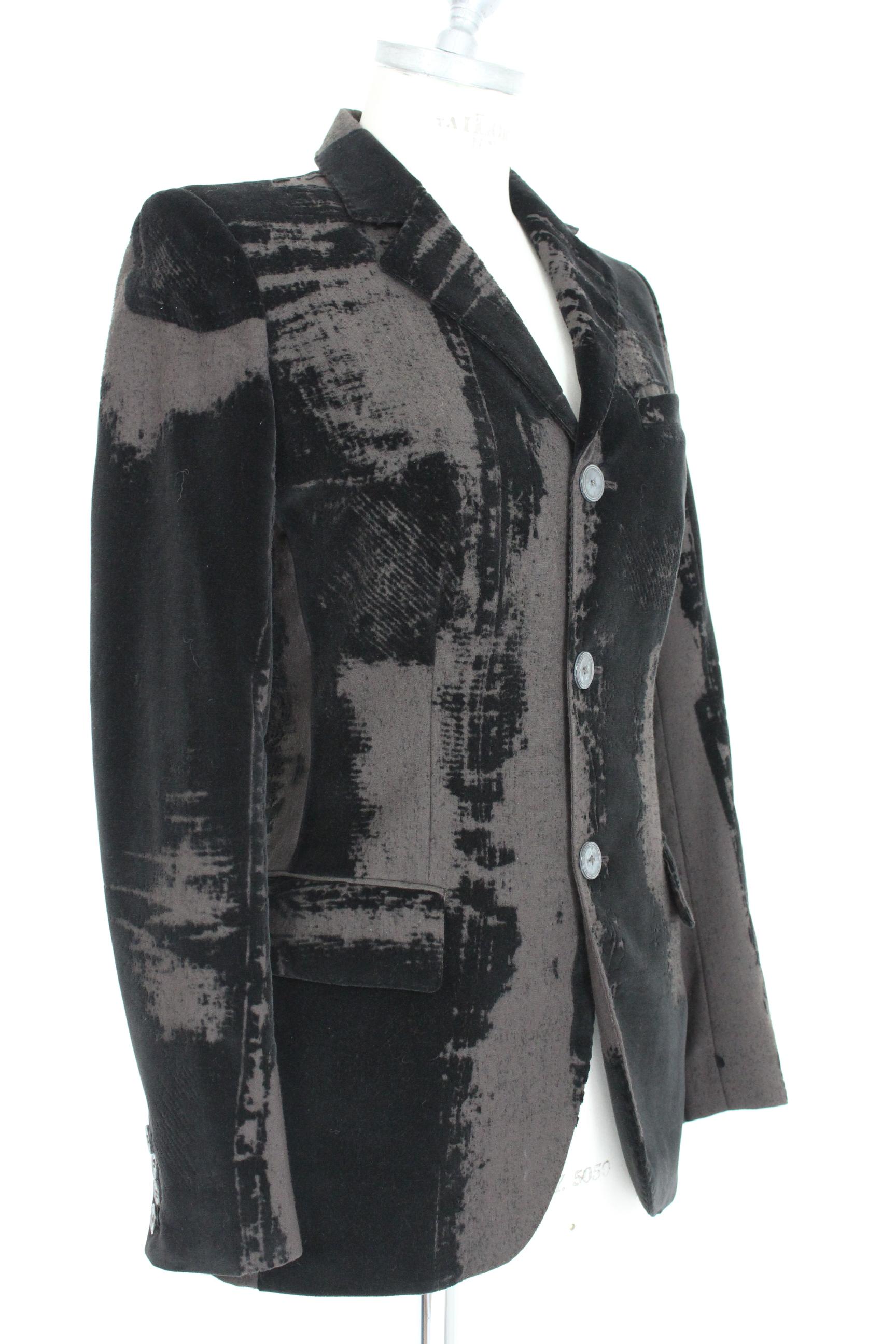 Black Jean Paul Gaultier Femme Brown Velvet Wool Damask Evening Slim Fit Jacket