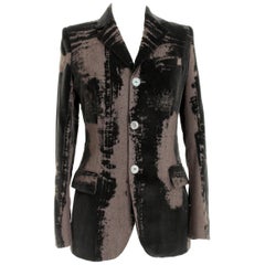 Vintage Jean Paul Gaultier Femme Brown Velvet Wool Damask Evening Slim Fit Jacket