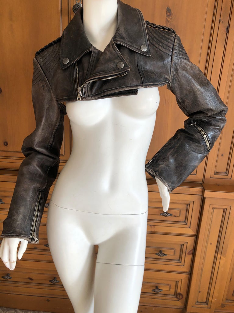 Jean Paul Gaultier Femme Distressed Leather 2 Part Moto Jacket Corset and  Bolero For Sale at 1stDibs | jean paul gaultier leather, parts of a jacket,  jacket parts