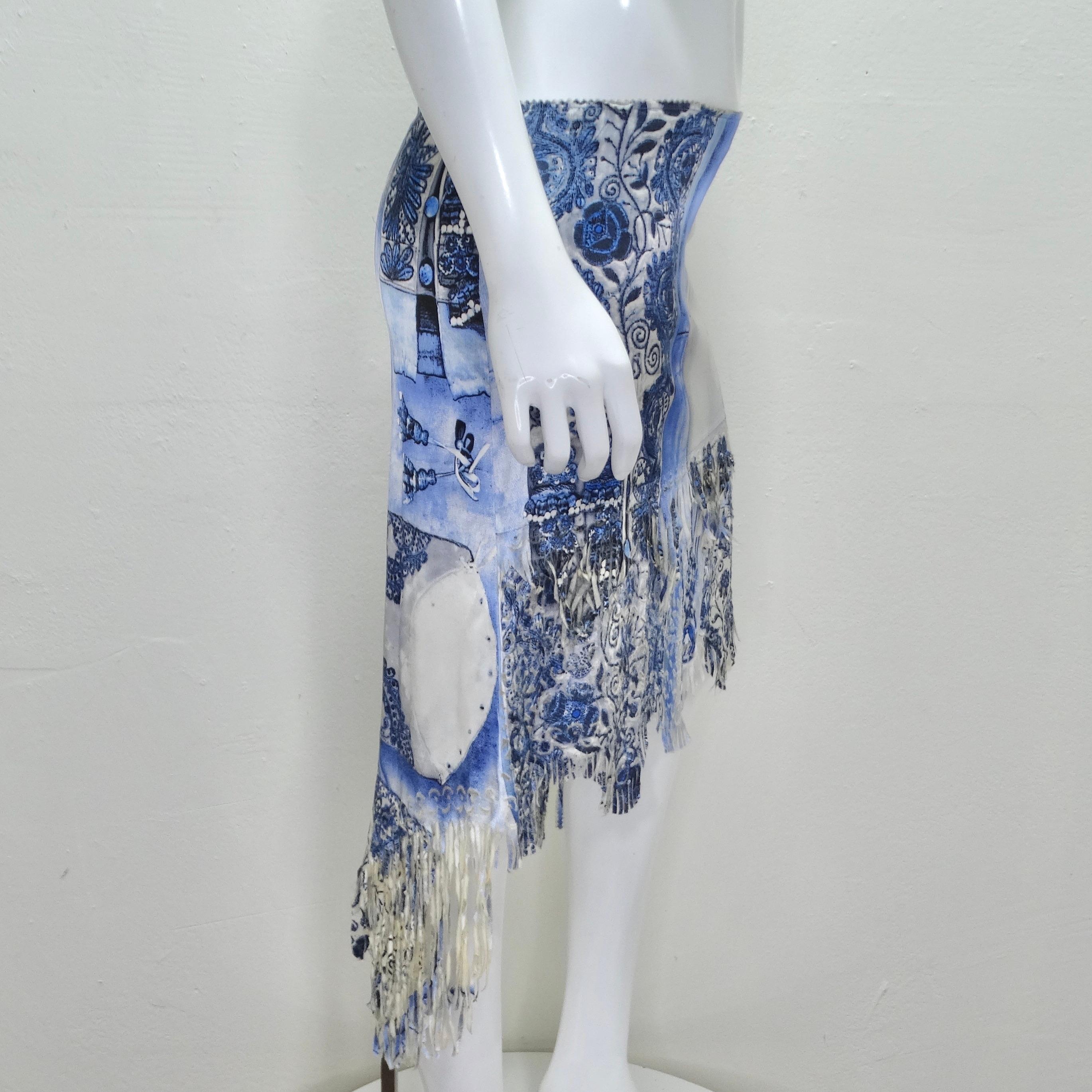 Women's or Men's Jean Paul Gaultier Femme Embroidered Fringe Skirt For Sale