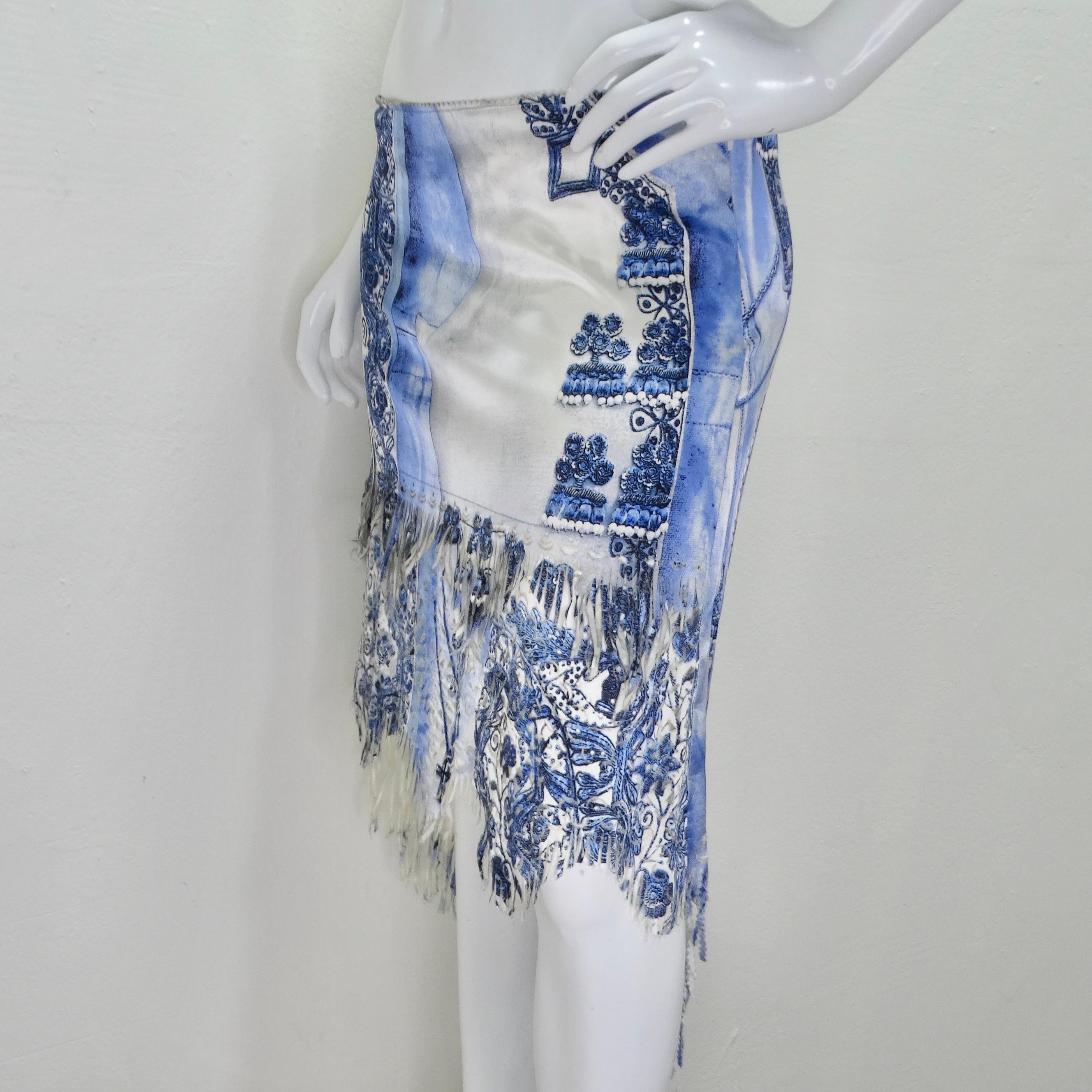 Jean Paul Gaultier Femme Embroidered Fringe Skirt For Sale 3