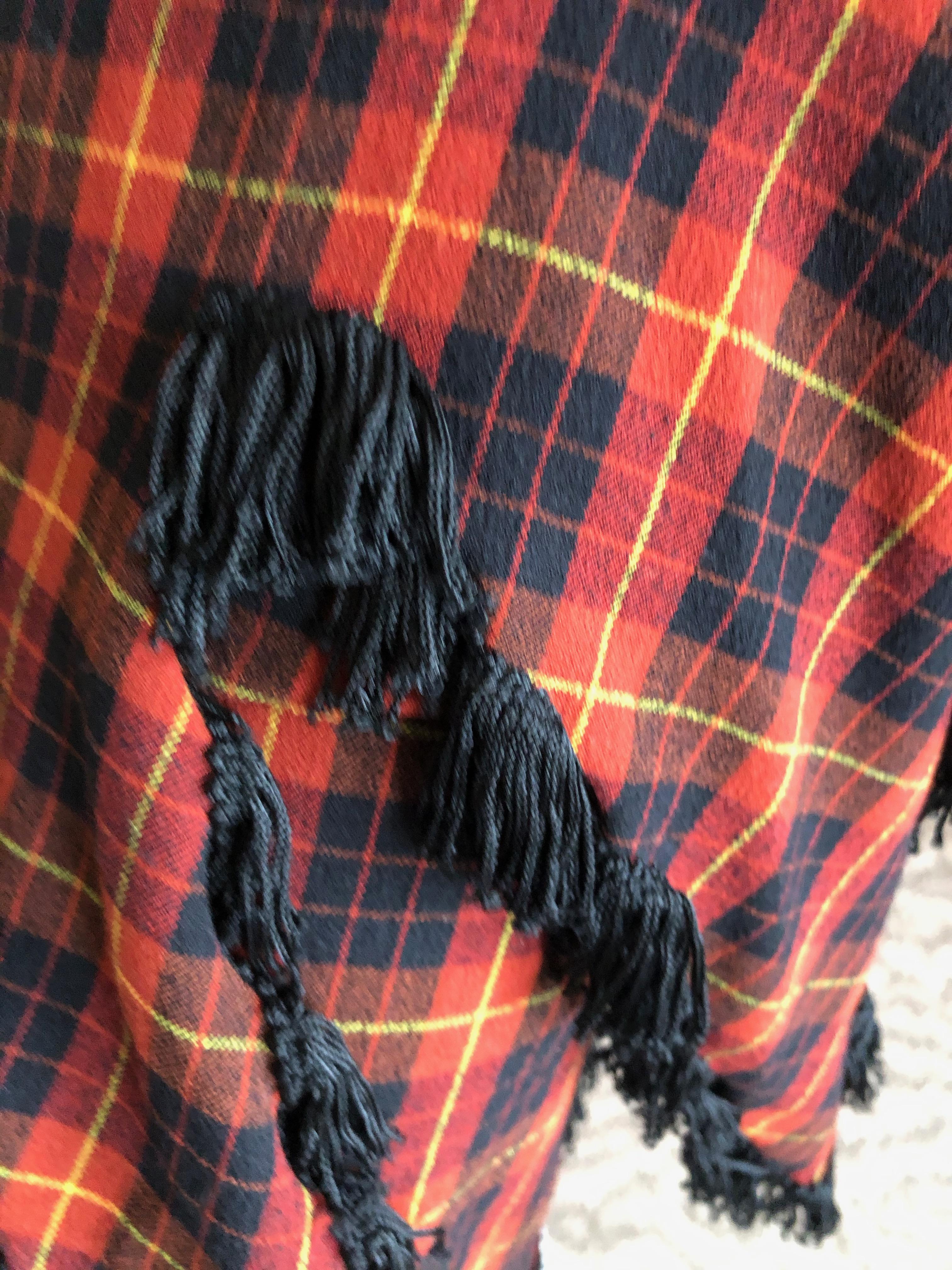 Jean Paul Gaultier Femme Fringed Tartan Wrap Kilt Skirt with Patent Leather Trim In Excellent Condition For Sale In Cloverdale, CA