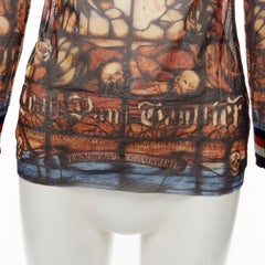 JEAN PAUL GAULTIER FEMME gothic logo colorful Cathedral mesh ribbed top IT40 S