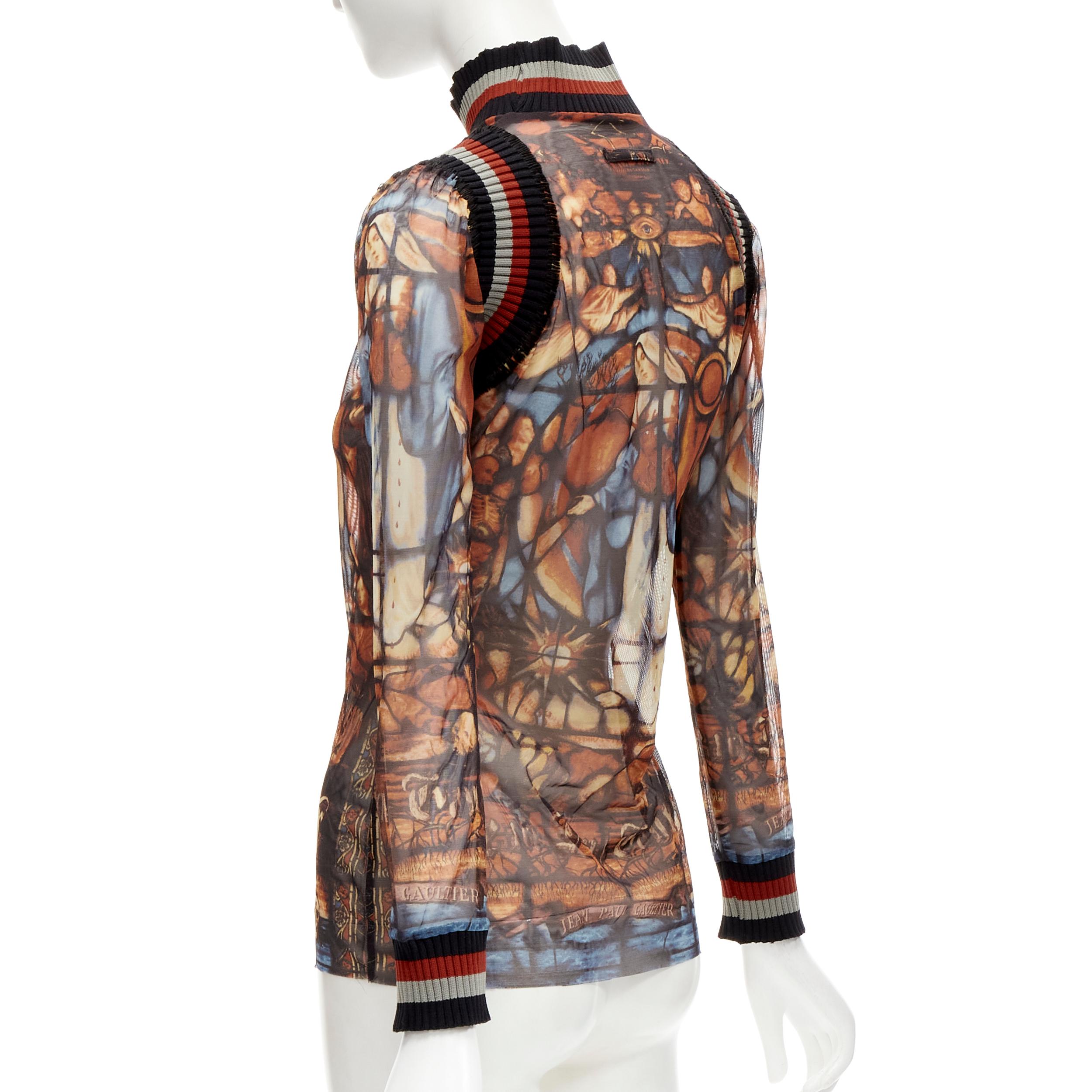 JEAN PAUL GAULTIER FEMME top a coste con logo gotico e colorato Cathedral IT40 S in vendita 1