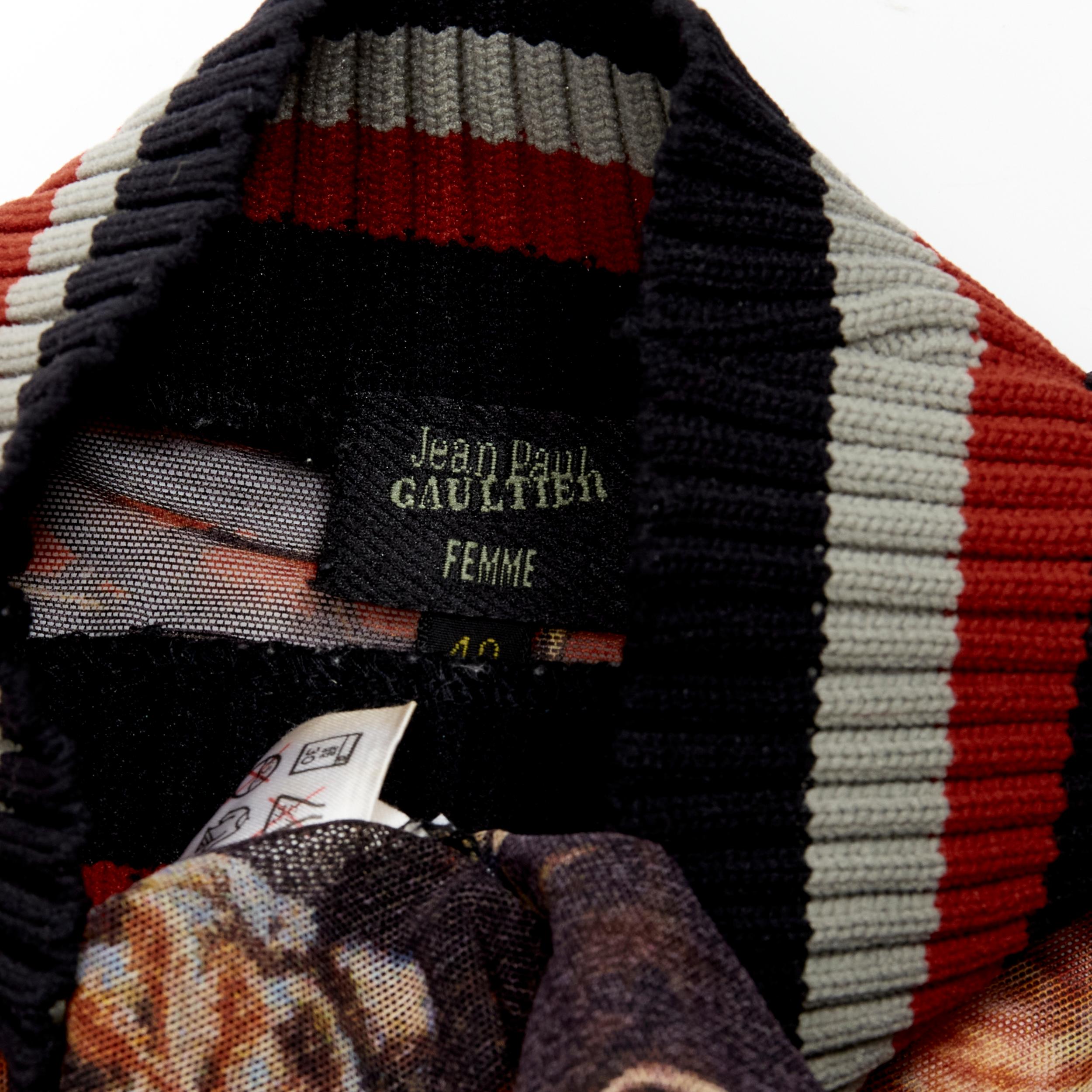 JEAN PAUL GAULTIER FEMME top a coste con logo gotico e colorato Cathedral IT40 S in vendita 4
