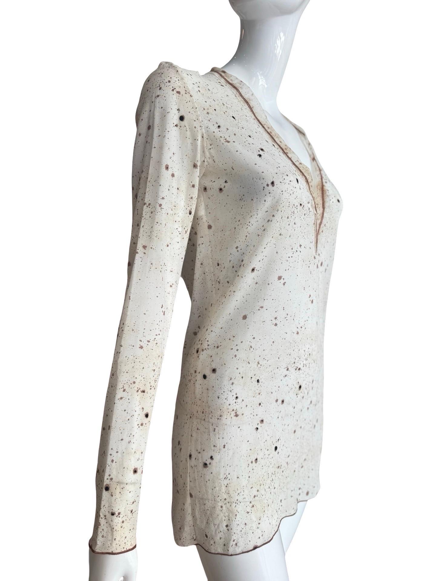 Gris Jean Paul Gaultier Femme Tunique Ink Splatter en vente