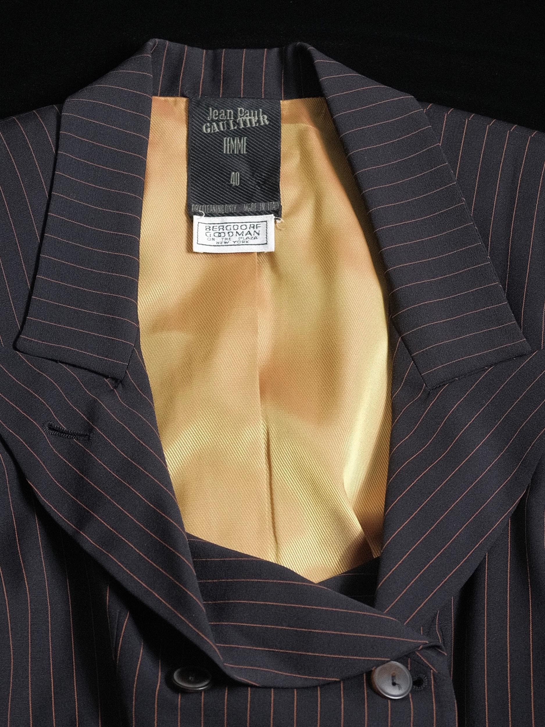Jean Paul Gaultier Femme Jacket 1988/89 Pinstripe Sz 40 Documented Madonna For Sale 10