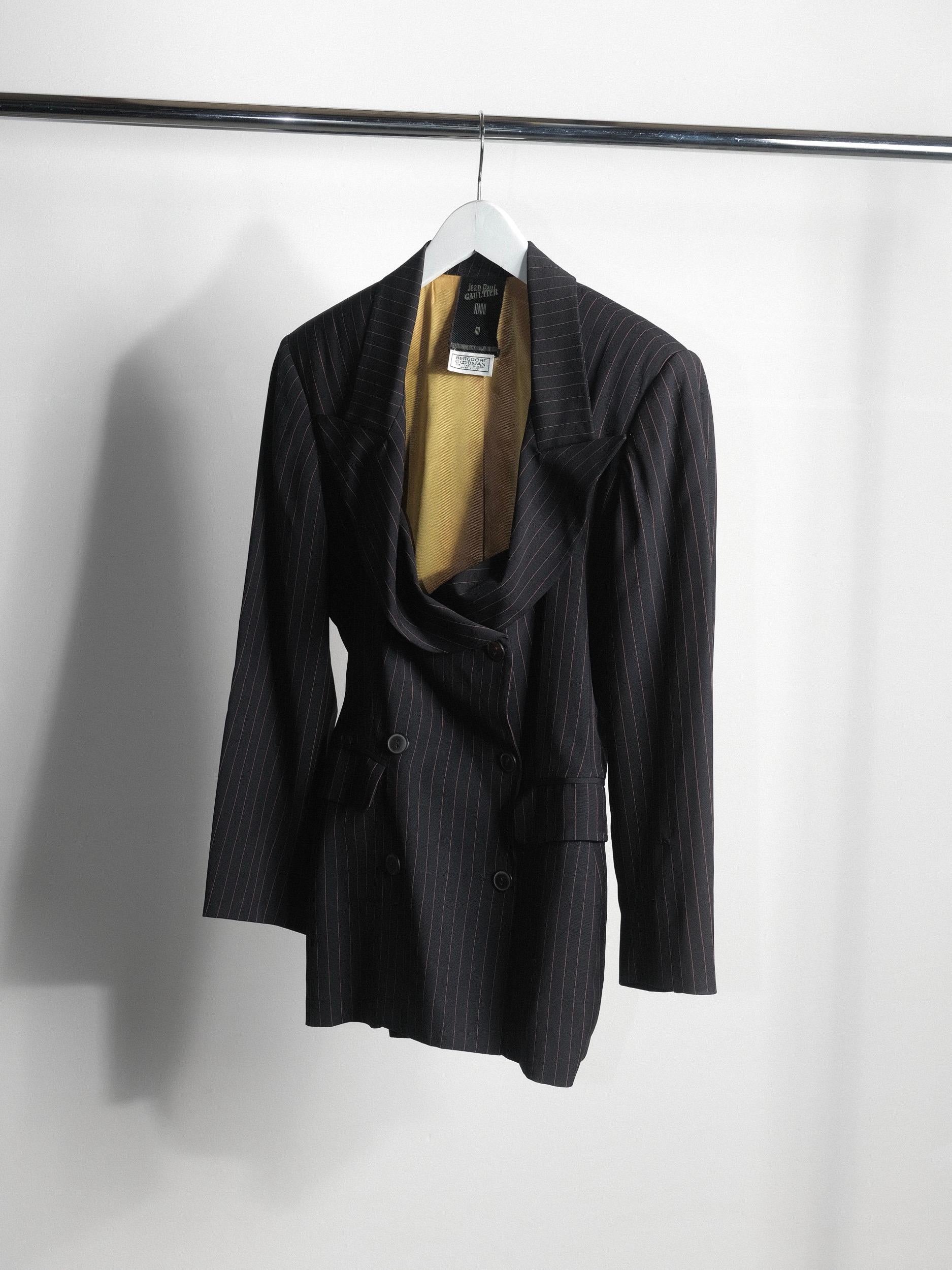 Jean Paul Gaultier Femme Jacket 1988/89 Pinstripe Sz 40 Documented Madonna For Sale 2