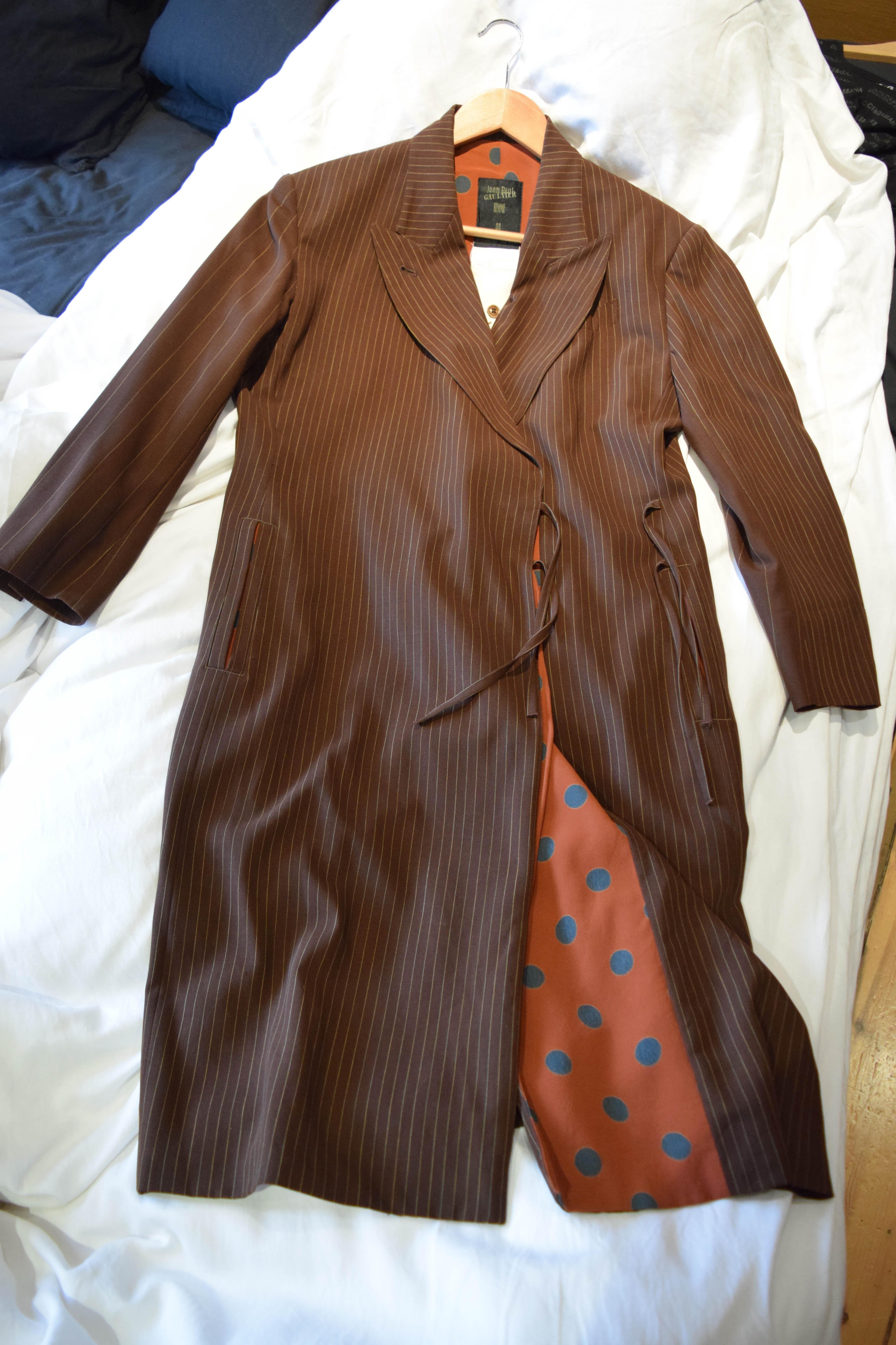 Artigiano Jean Paul Gaultier Femme  Cappotto lungo foderato doppiopetto da donna in vendita