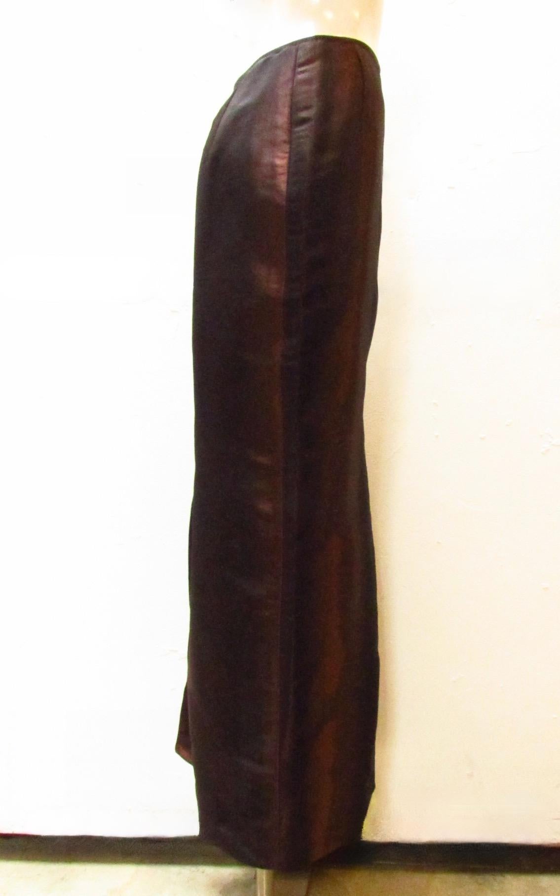 Jean Paul Gaultier Femme Long Metallic Maroon red long Skirt  In New Condition For Sale In Laguna Beach, CA