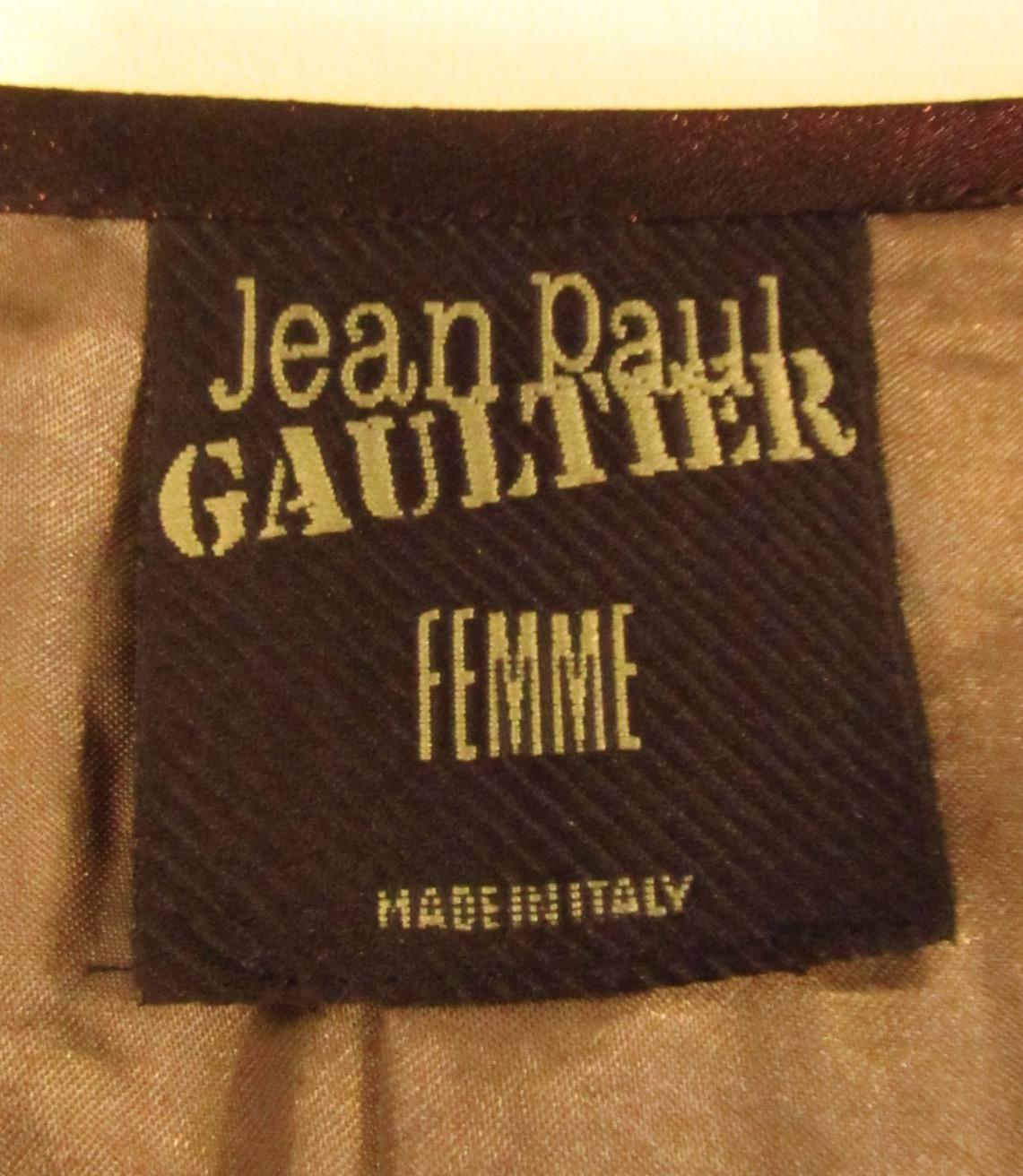 Jean Paul Gaultier Femme Langer Metallic-Rock in Kastanienrot  im Angebot 3