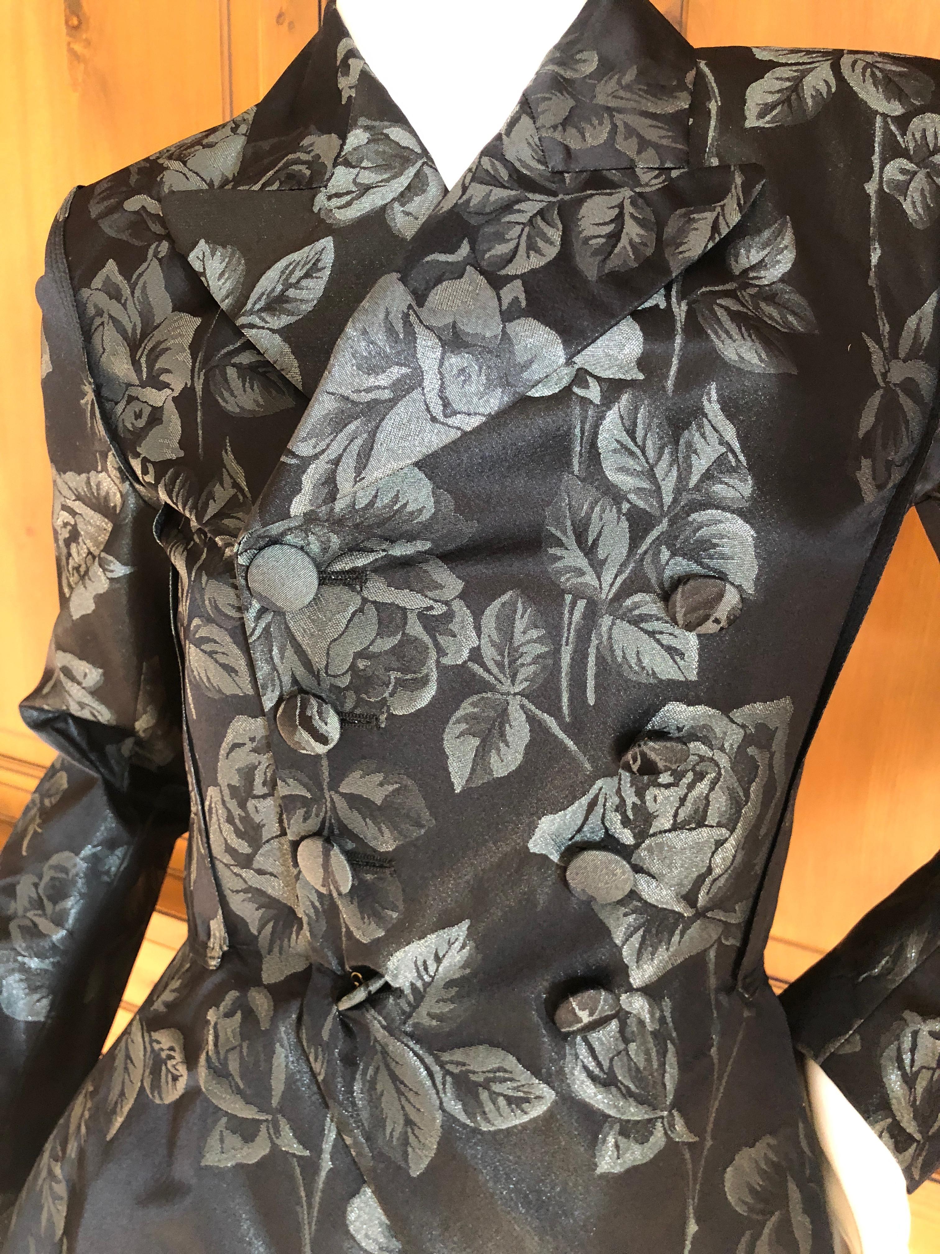 Black Jean Paul Gaultier Femme Metallic Floral Brocade Vintage Double Breasted Jacket.