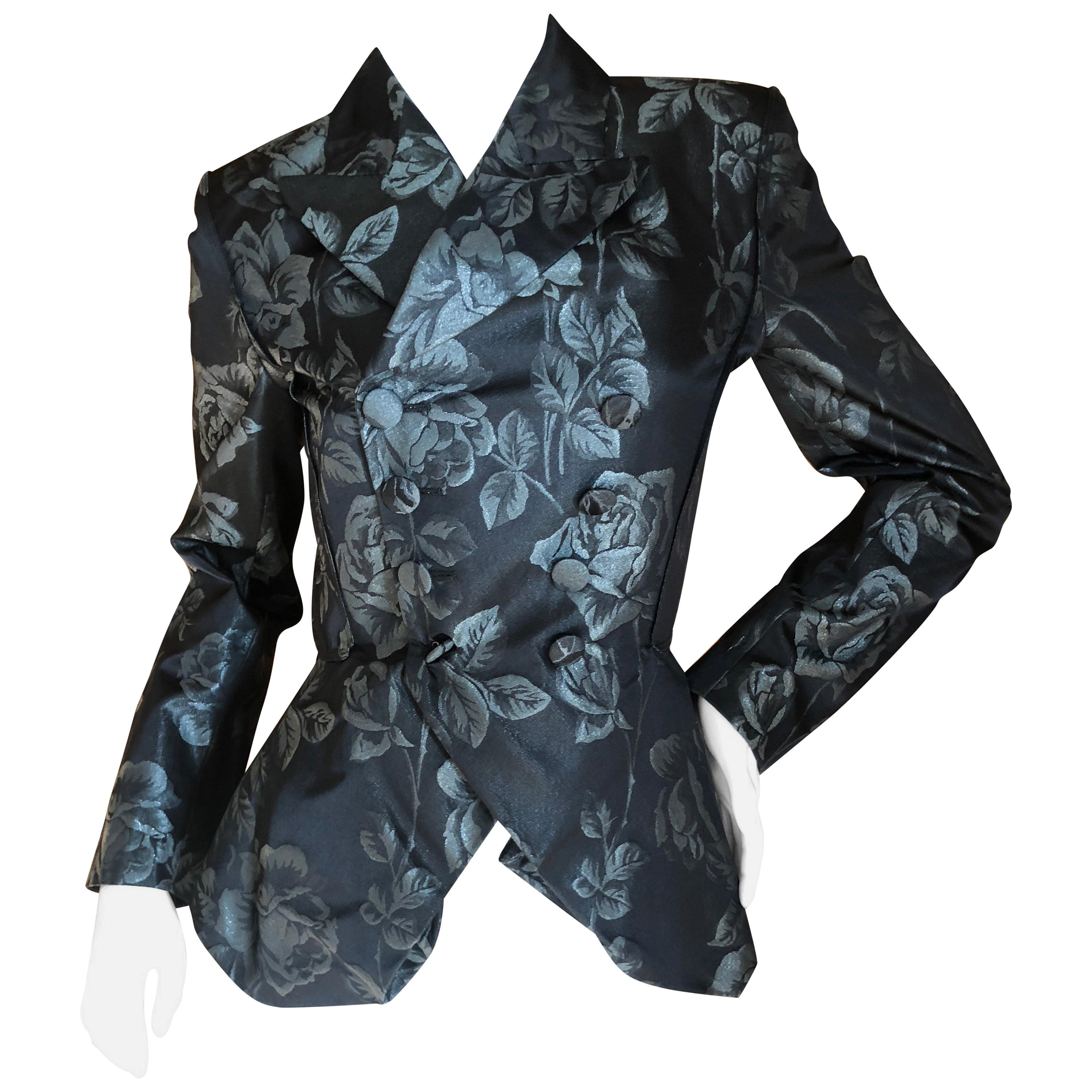 Jean Paul Gaultier Femme Metallic Floral Brocade Vintage Double Breasted Jacket.