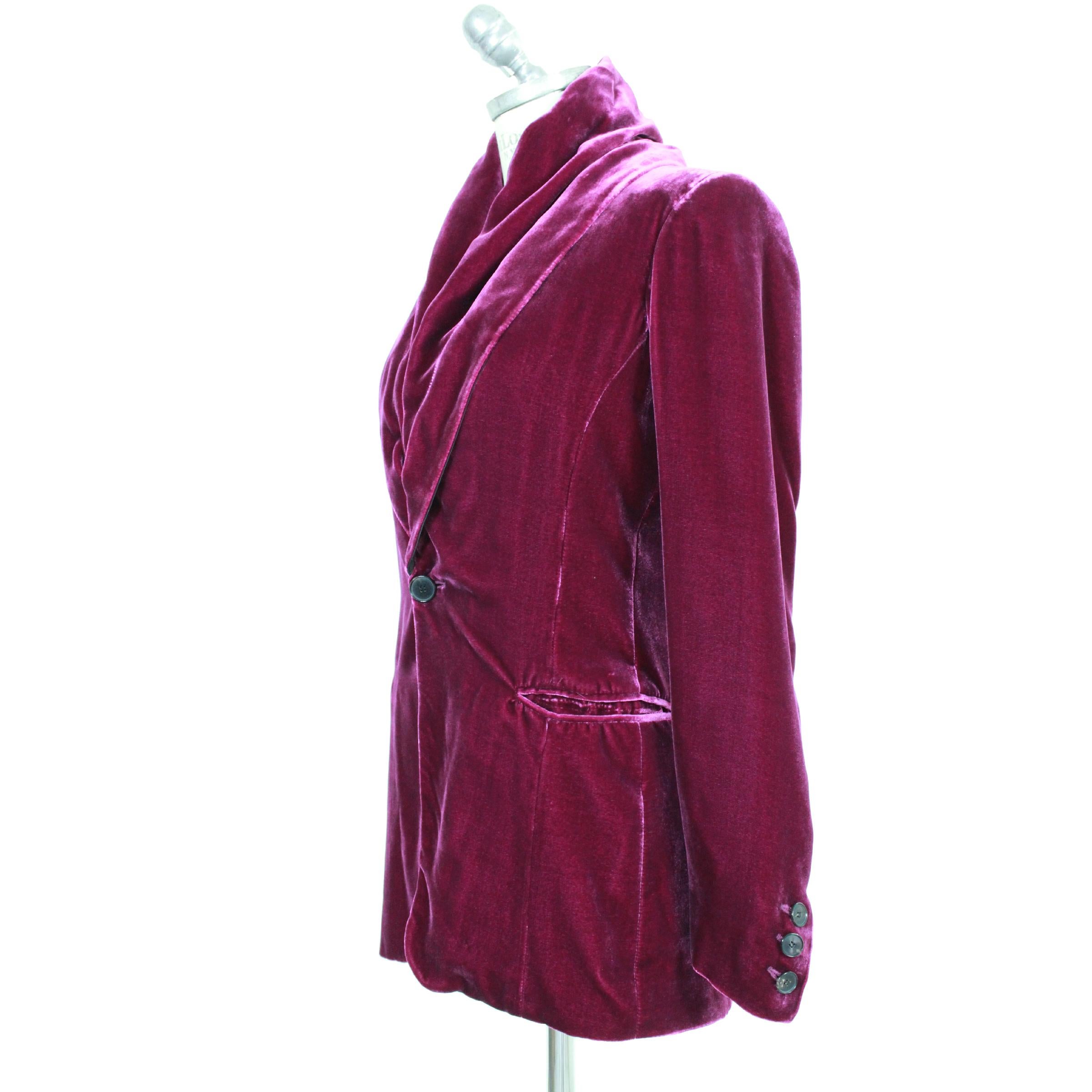 Red Jean Paul Gaultier Femme Purple Silk Velvet Shawl Jacket 1990s