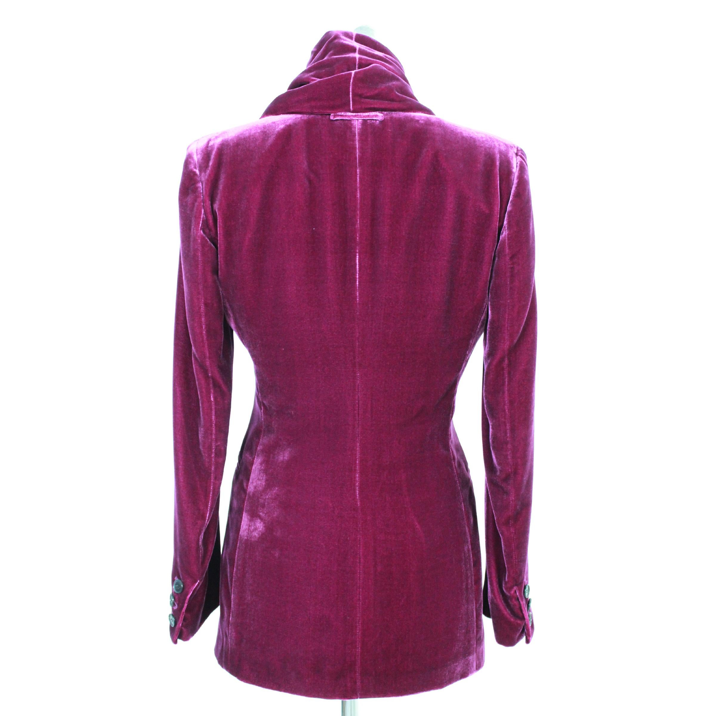 Jean Paul Gaultier Femme Purple Silk Velvet Shawl Jacket 1990s In Excellent Condition In Brindisi, Bt