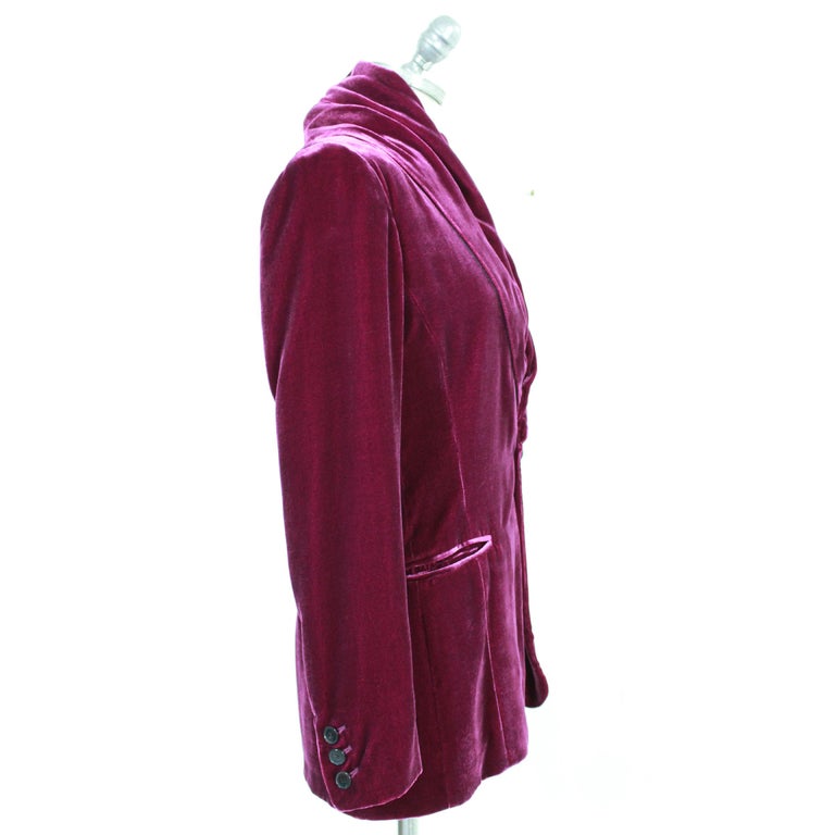 Jean Paul Gaultier Femme Purple Silk Velvet Shawl Jacket 1990s at 1stDibs
