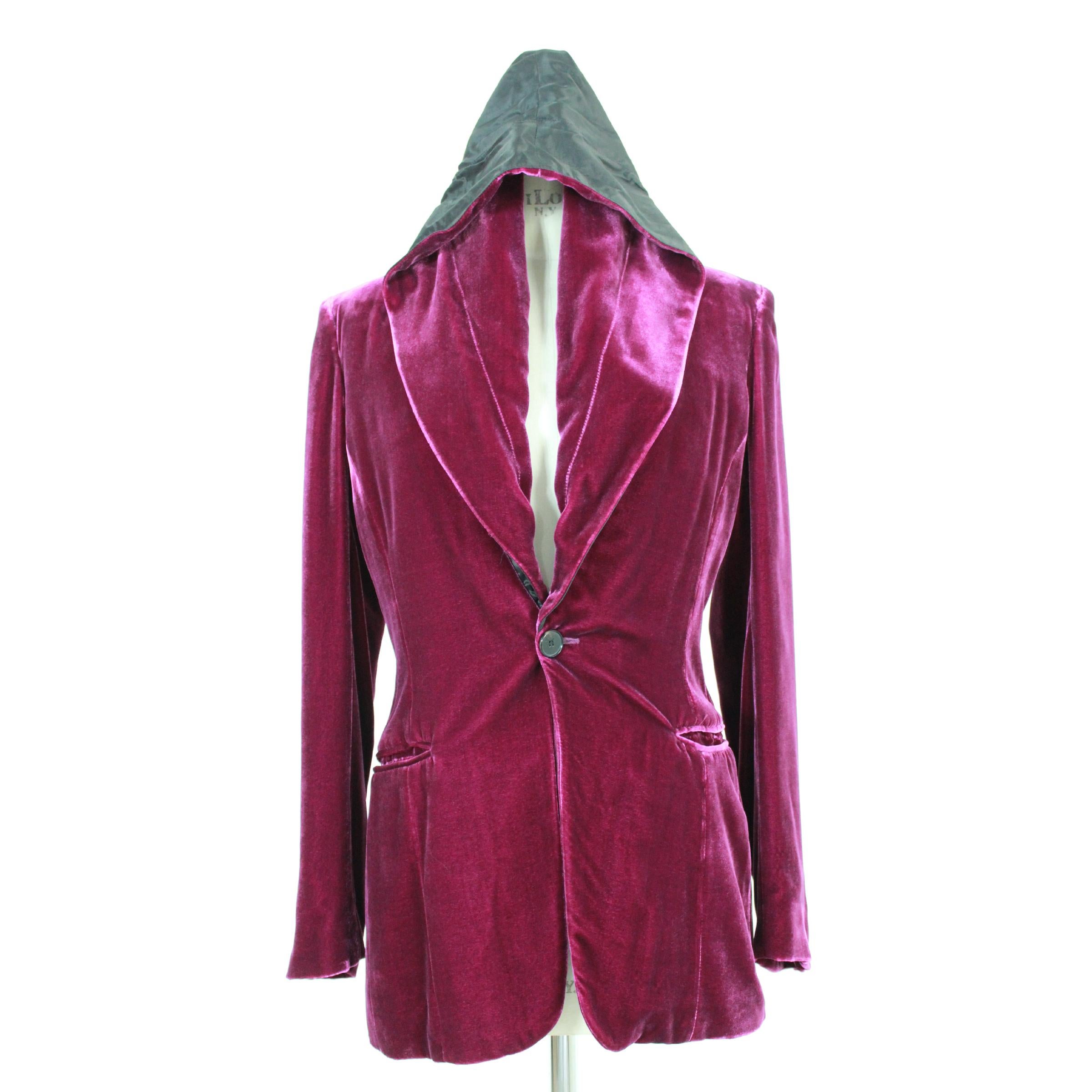 Jean Paul Gaultier Femme Purple Silk Velvet Shawl Jacket 1990s 3