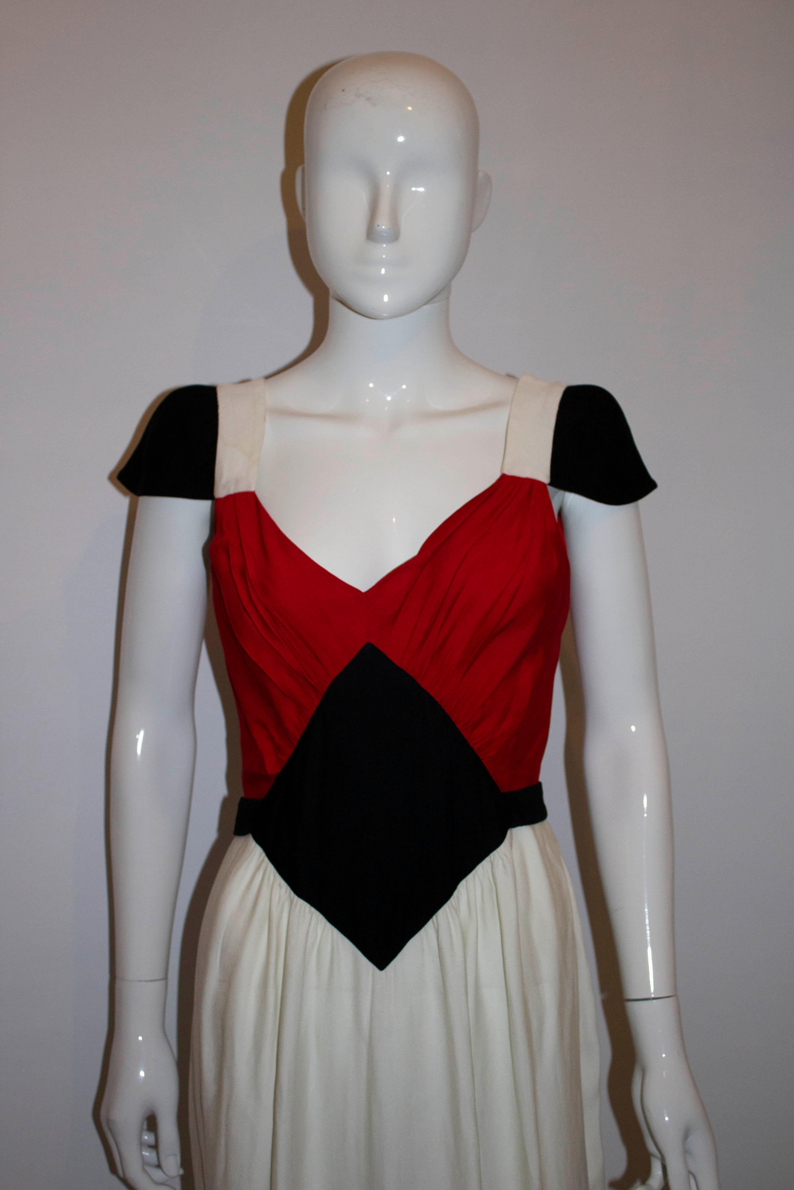 Gray Jean Paul Gaultier Femme Red, White and Black Dress