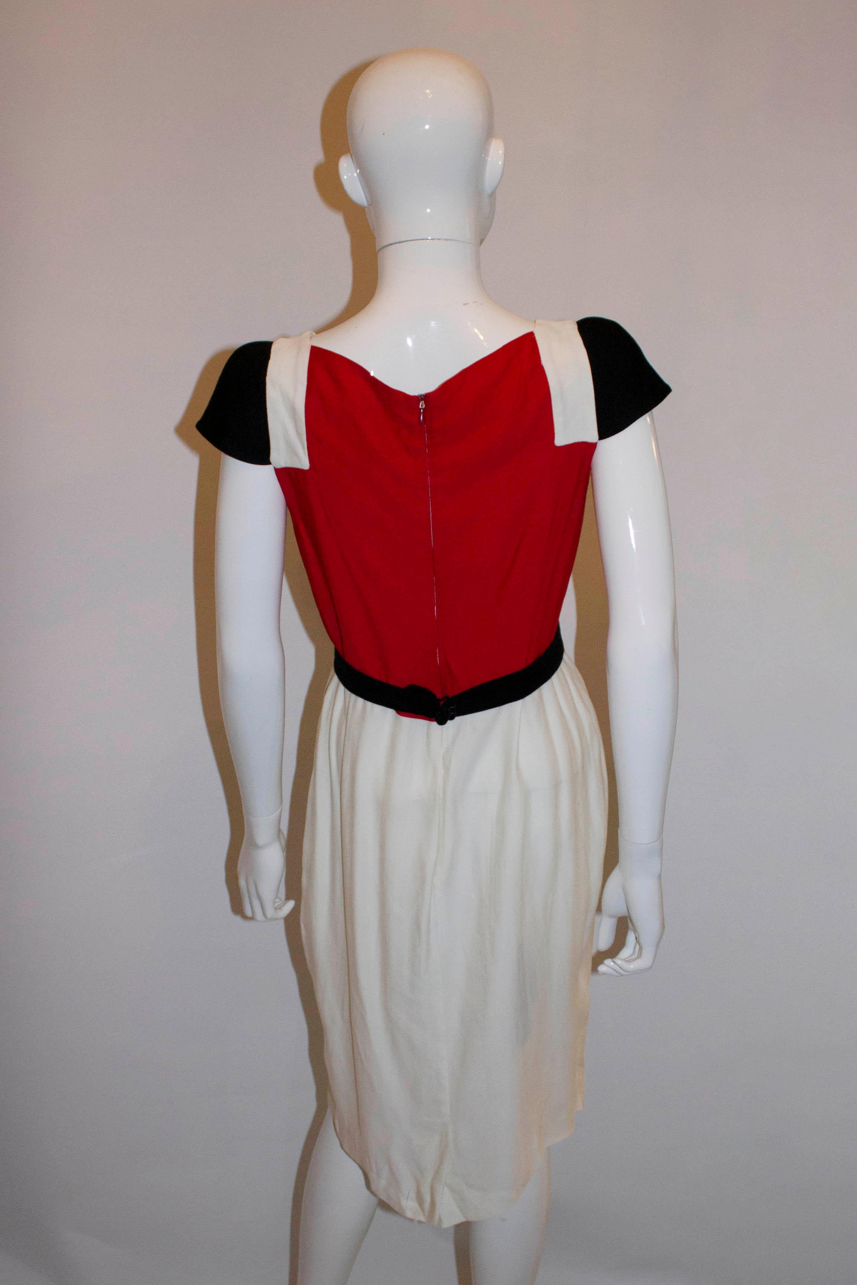 Jean Paul Gaultier Femme Vestido rojo, blanco y negro 2