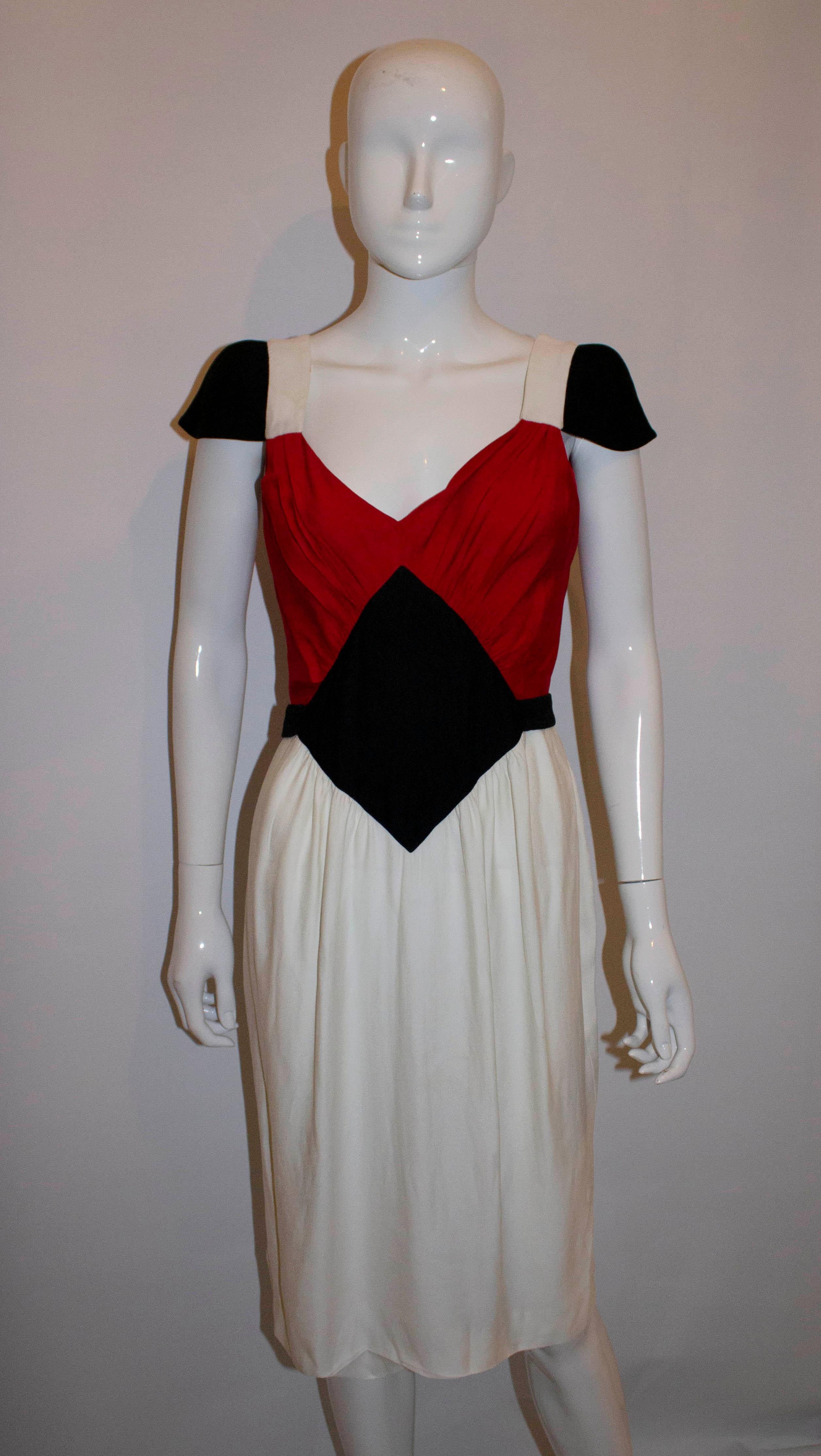 Jean Paul Gaultier Femme Vestido rojo, blanco y negro 3