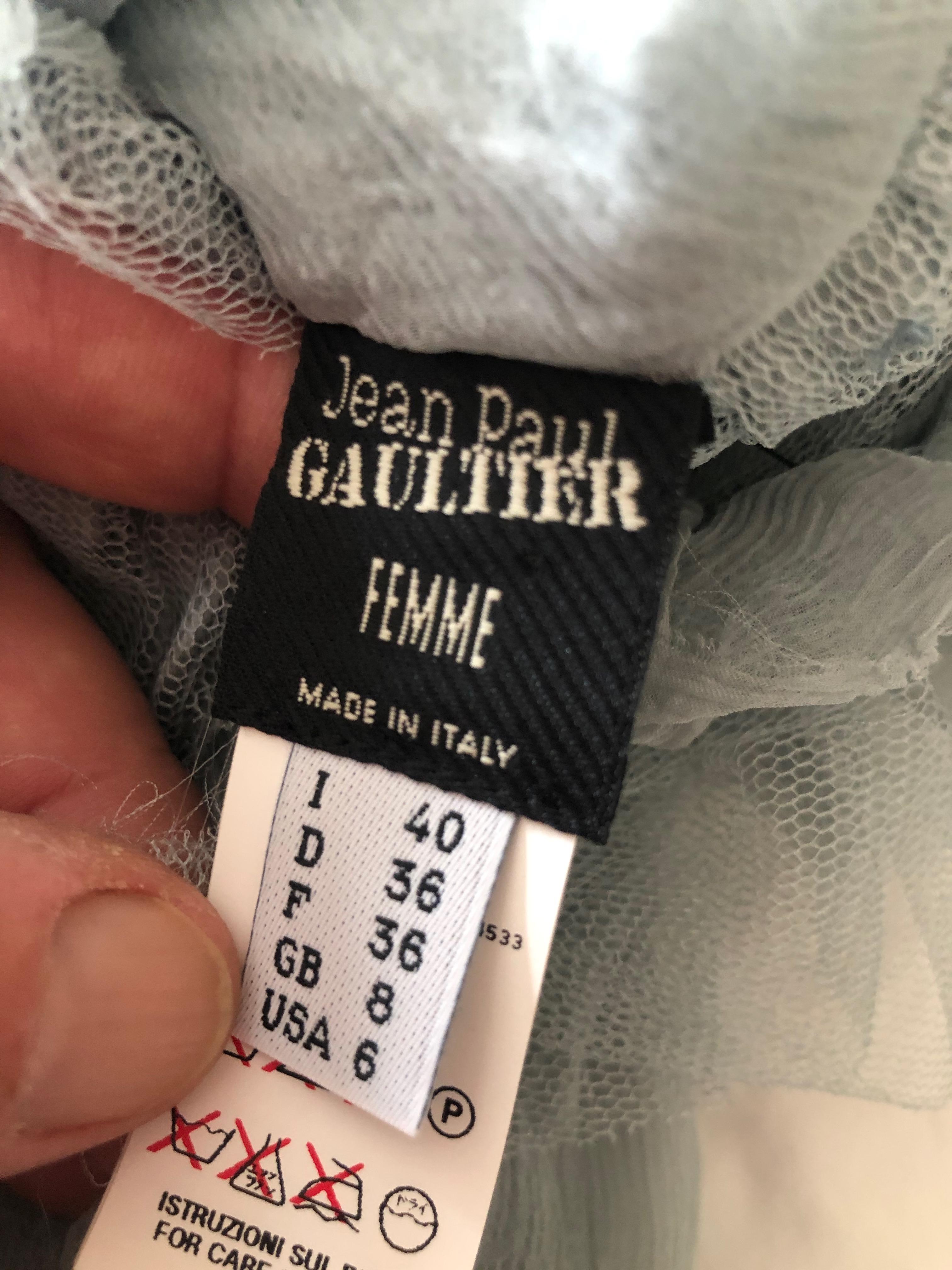 Jean Paul Gaultier Femme Romantic Gray Vintage Silk Tulle Top 6