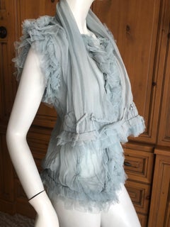 Jean Paul Gaultier Femme Romantic Gray Vintage Silk Tulle Top