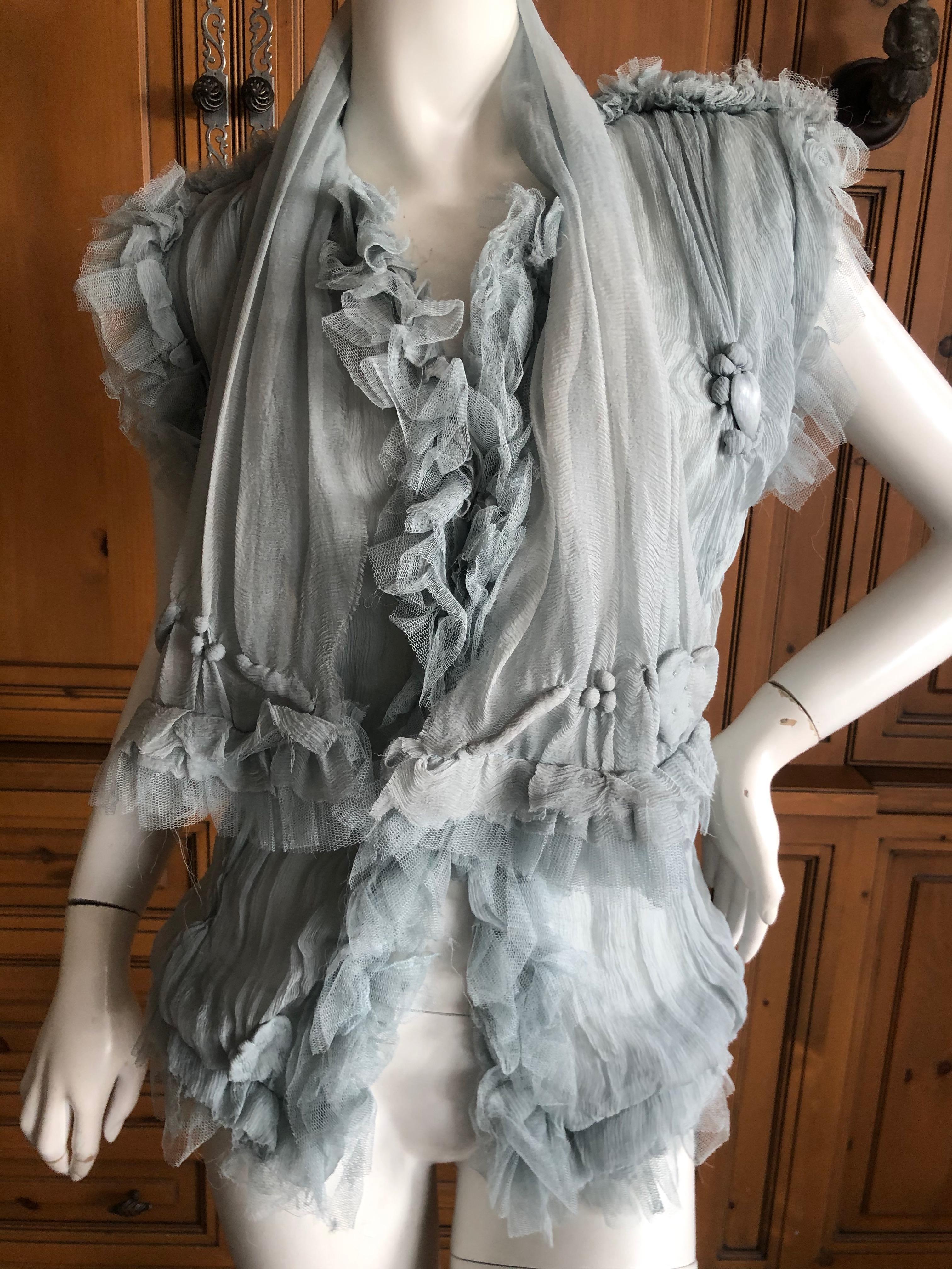 Jean Paul Gaultier Femme Romantic Gray Vintage Silk Tulle Top In Excellent Condition In Cloverdale, CA