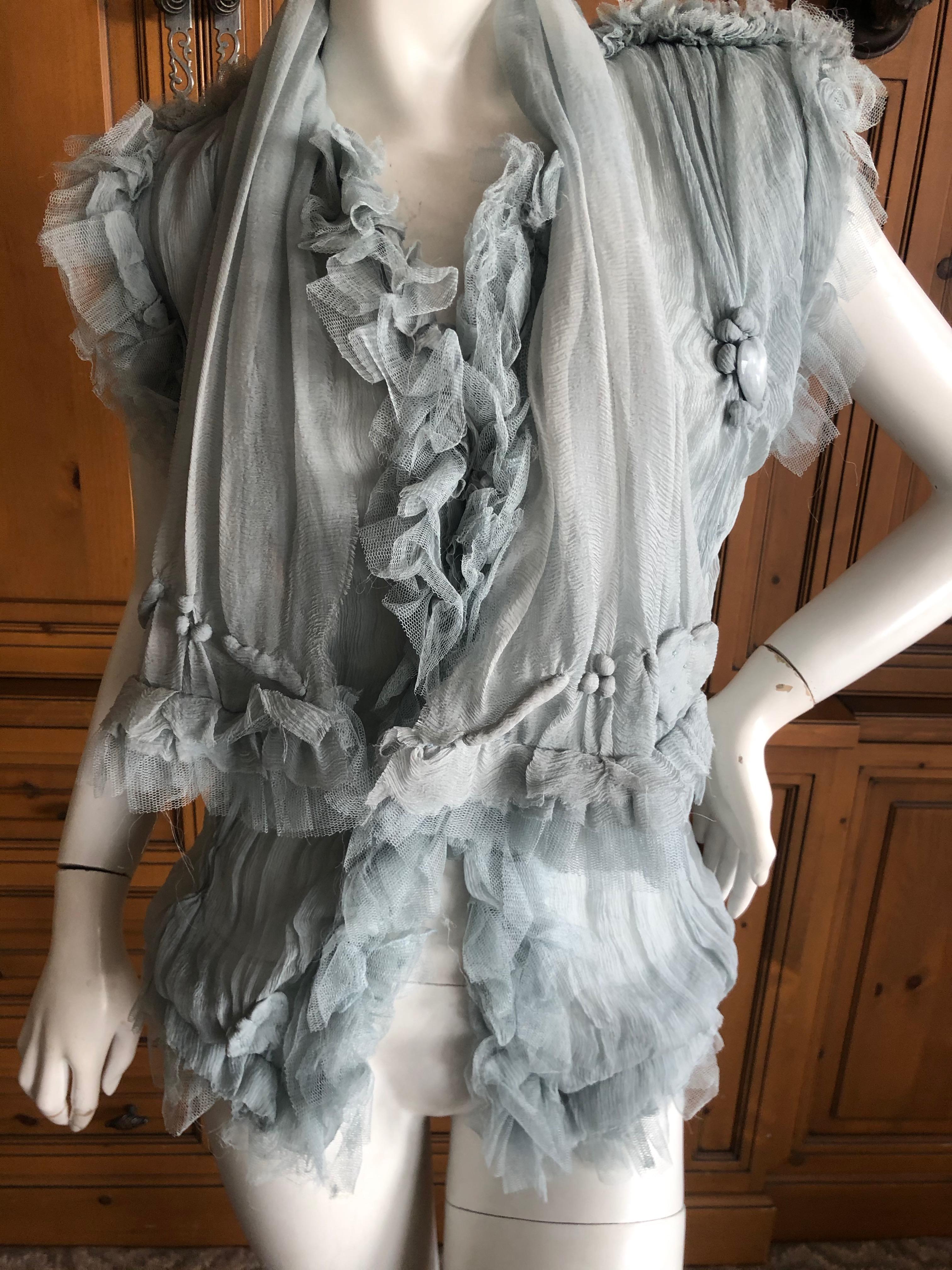 Women's or Men's Jean Paul Gaultier Femme Romantic Gray Vintage Silk Tulle Top
