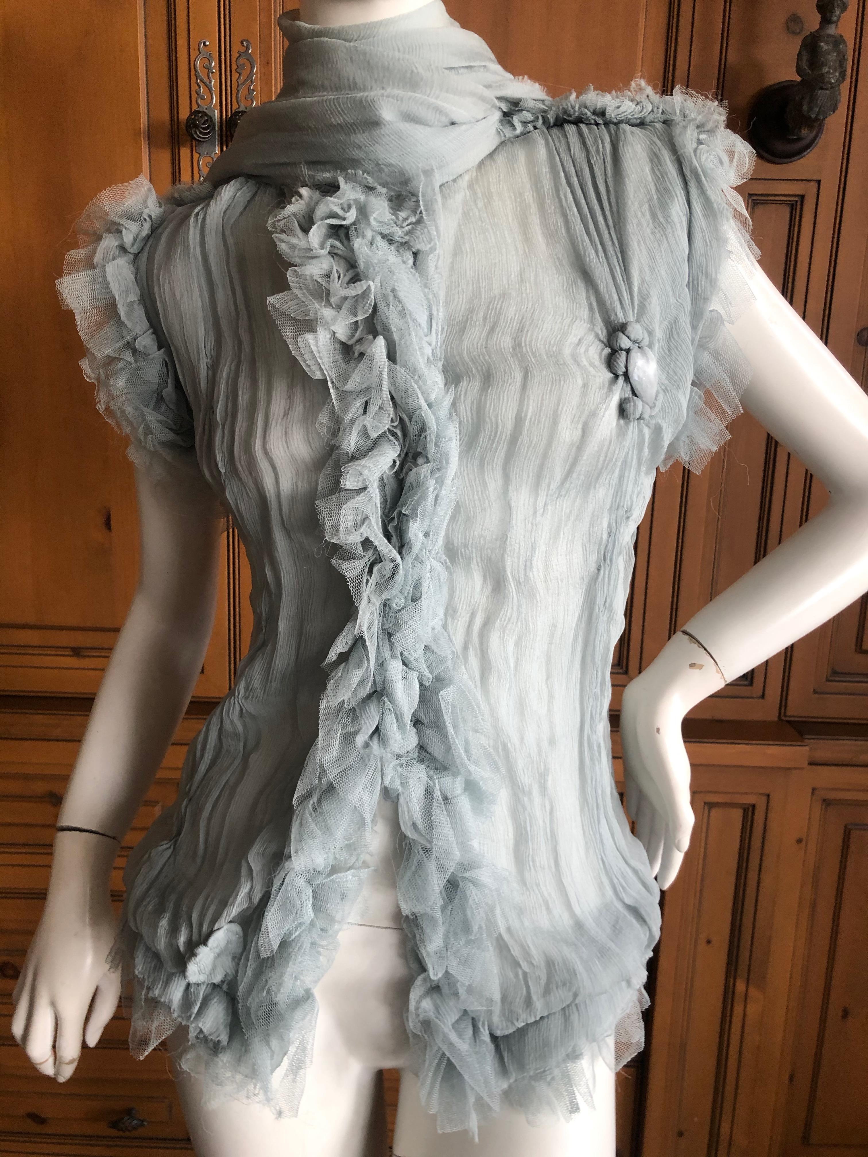Jean Paul Gaultier Femme Romantic Gray Vintage Silk Tulle Top 1