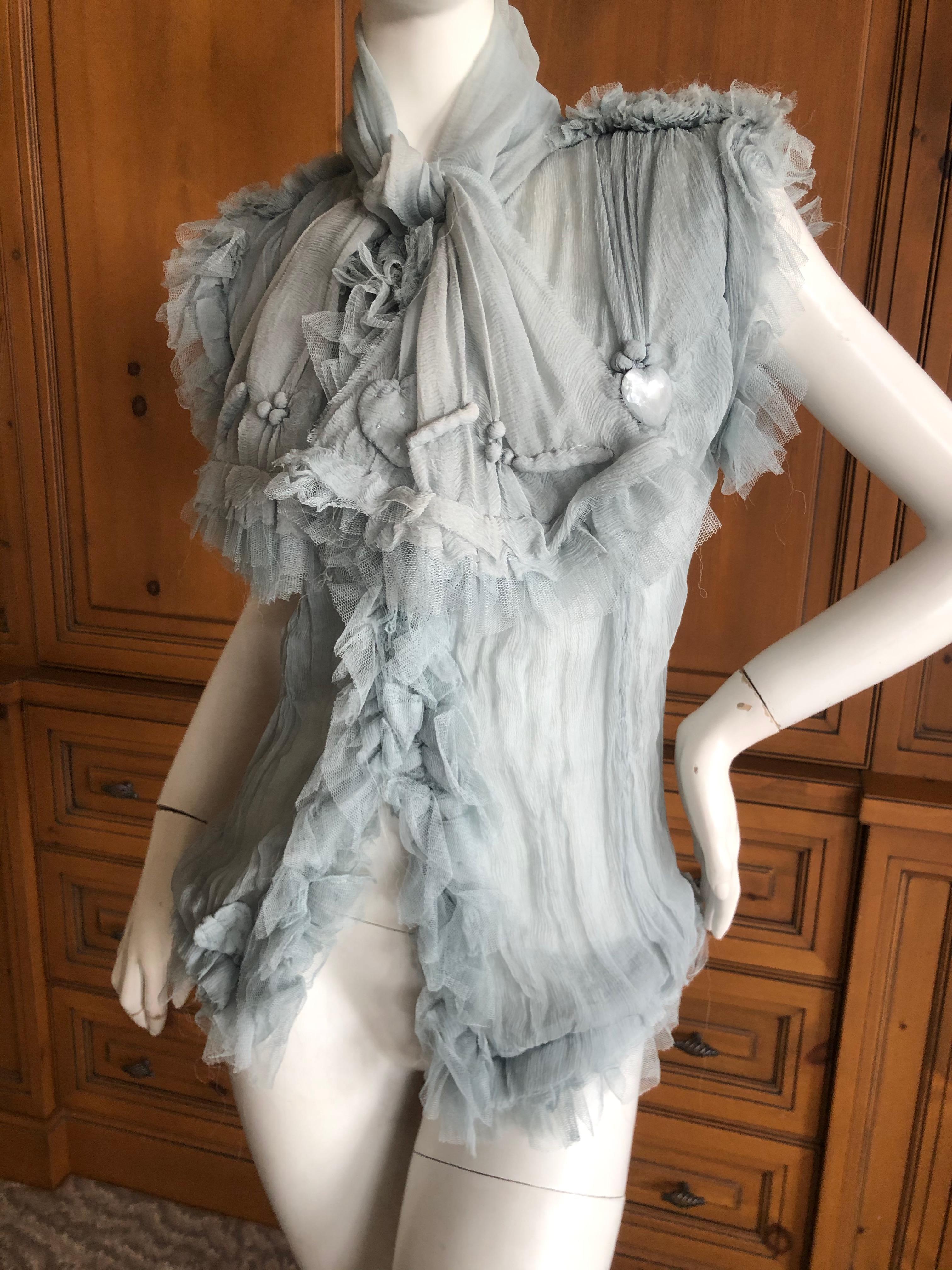 Jean Paul Gaultier Femme Romantic Gray Vintage Silk Tulle Top 3