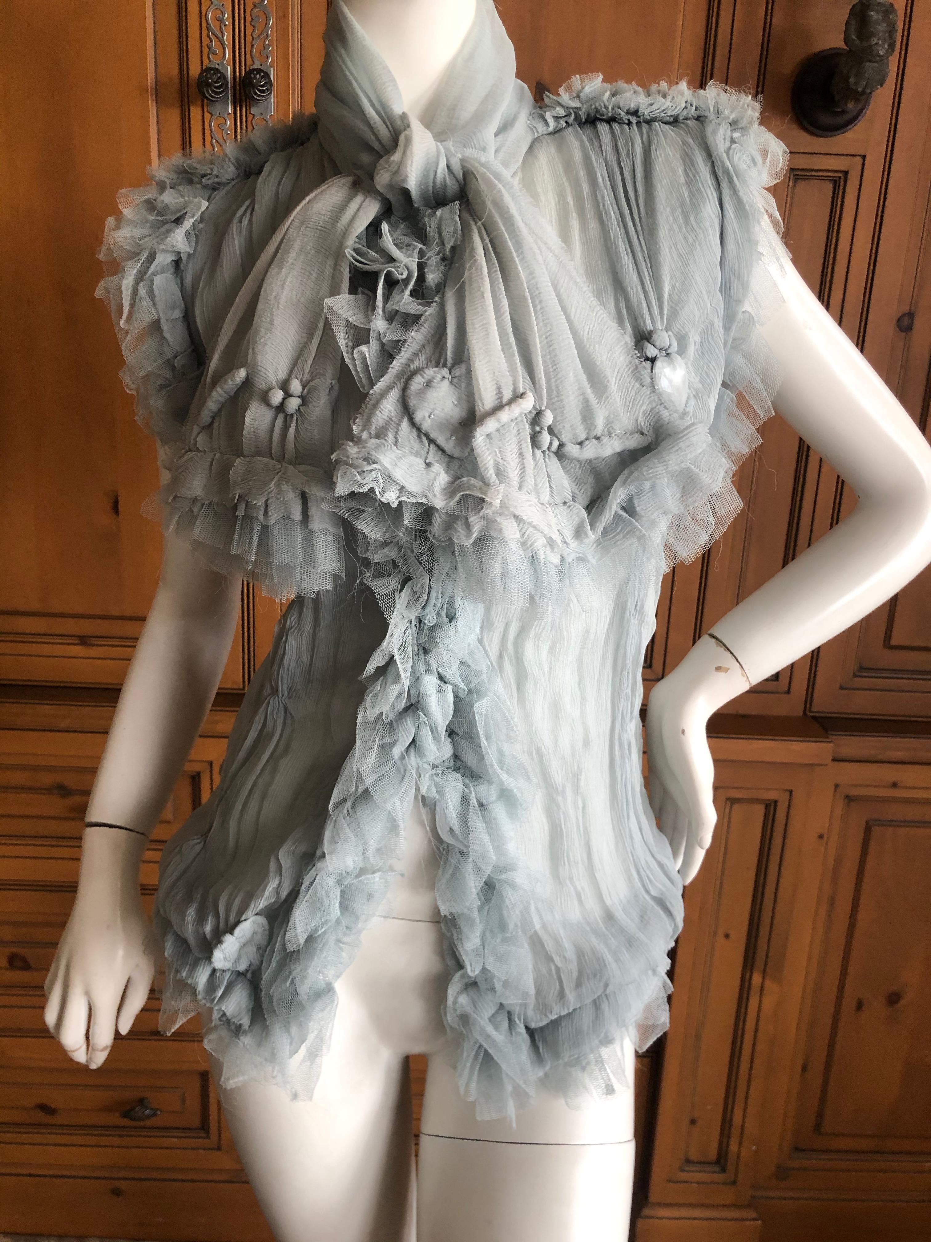 Jean Paul Gaultier Femme Romantic Gray Vintage Silk Tulle Top 4
