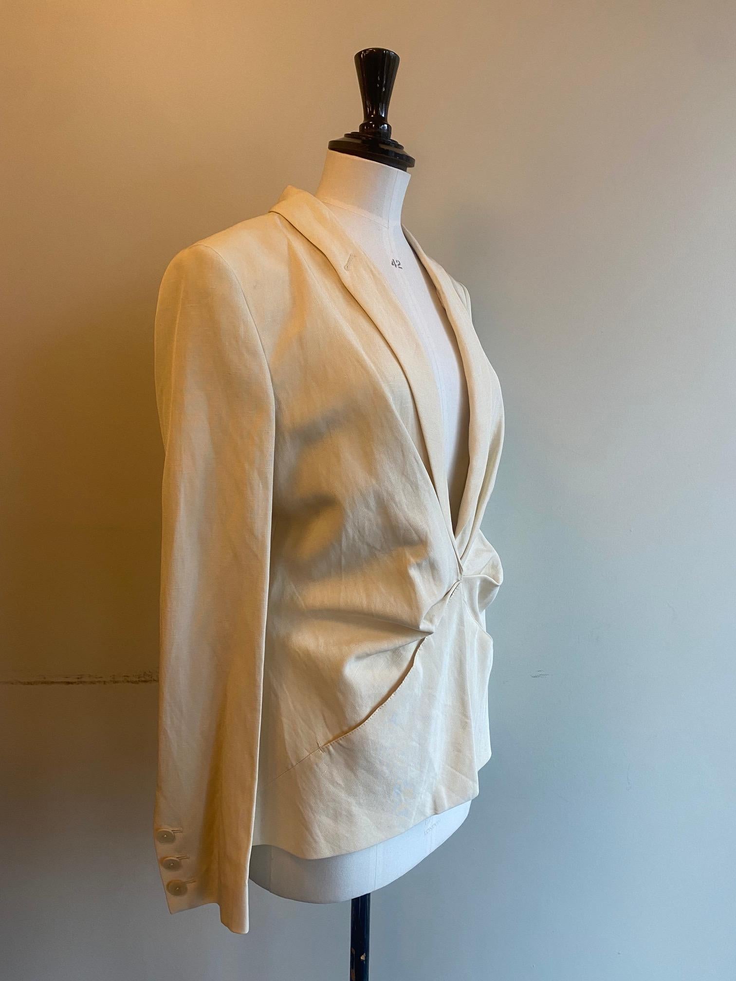 Jean Paul Gaultier Femme Ruched Silk Mix Jacket In Good Condition For Sale In Glasgow, GB