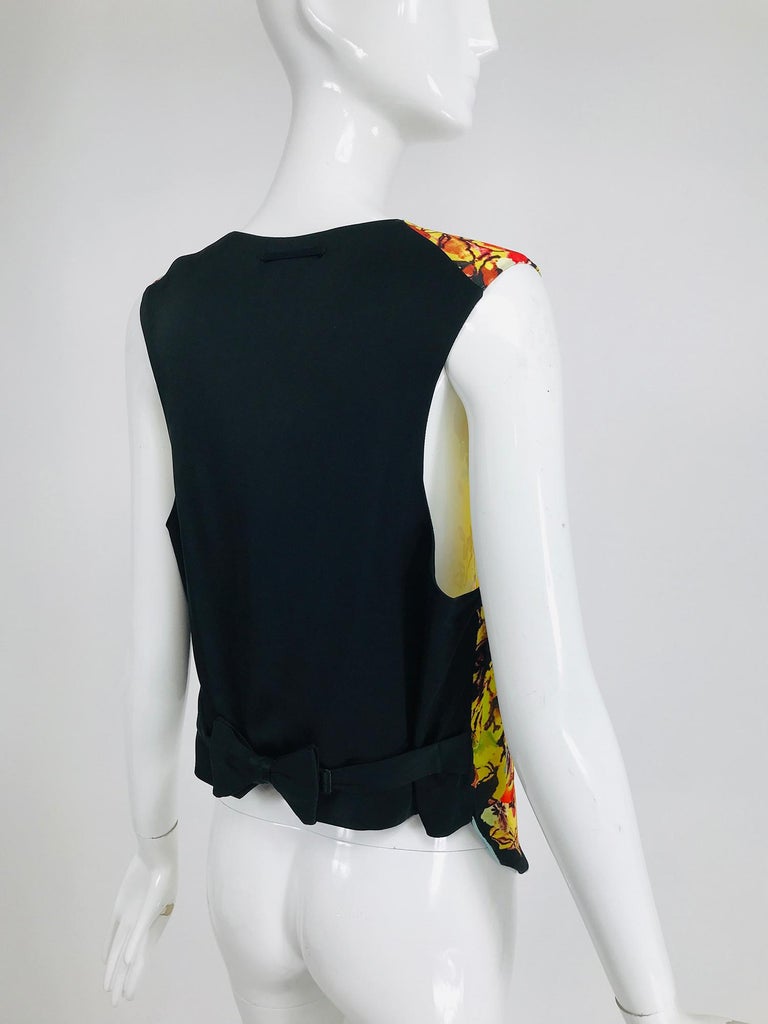 Jean Paul Gaultier Femme Tie Front Floral Vest Back Top For Sale at 1stDibs