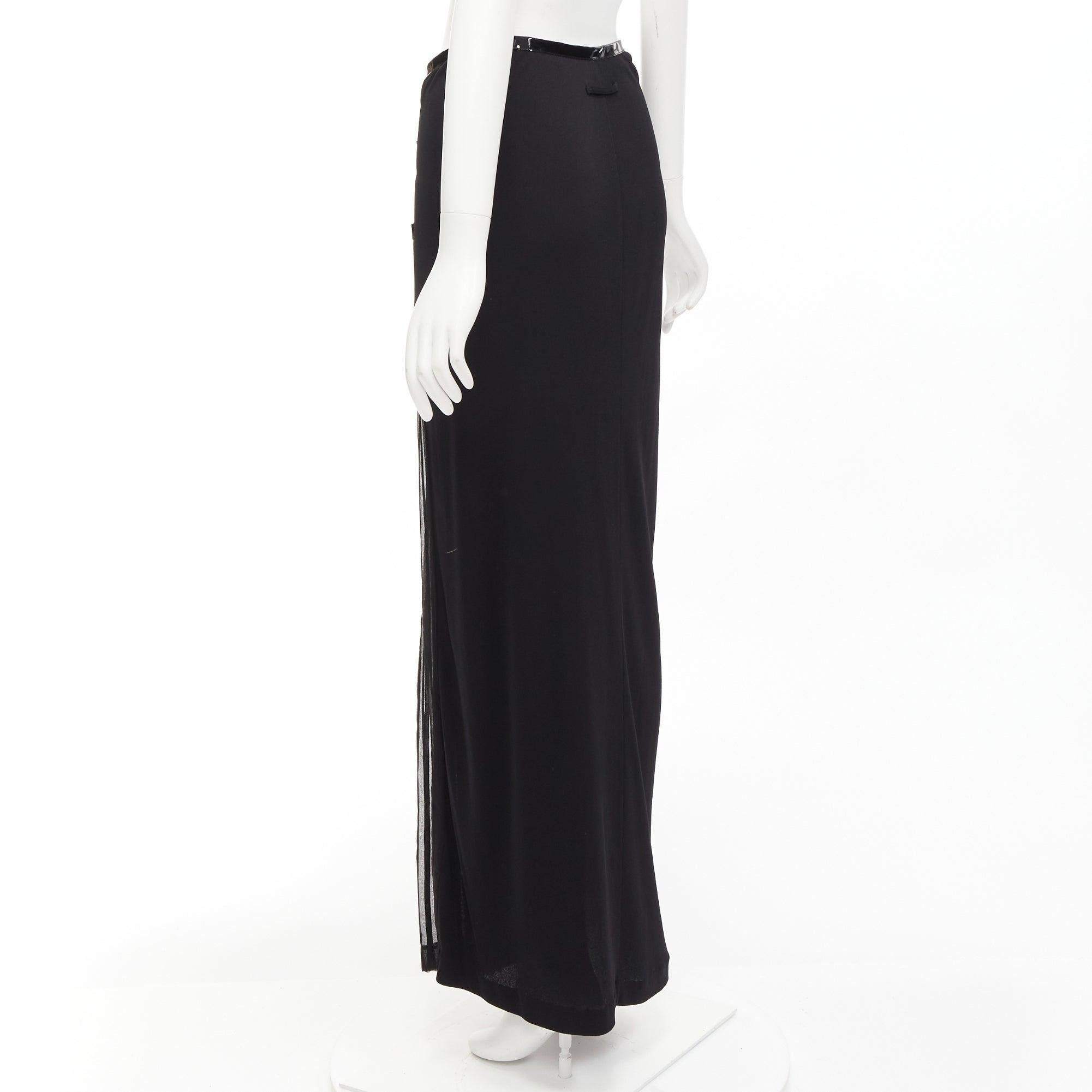 JEAN PAUL GAULTIER FEMME Vintage black bondage buckle detail plisse skirt IT40 S For Sale 1