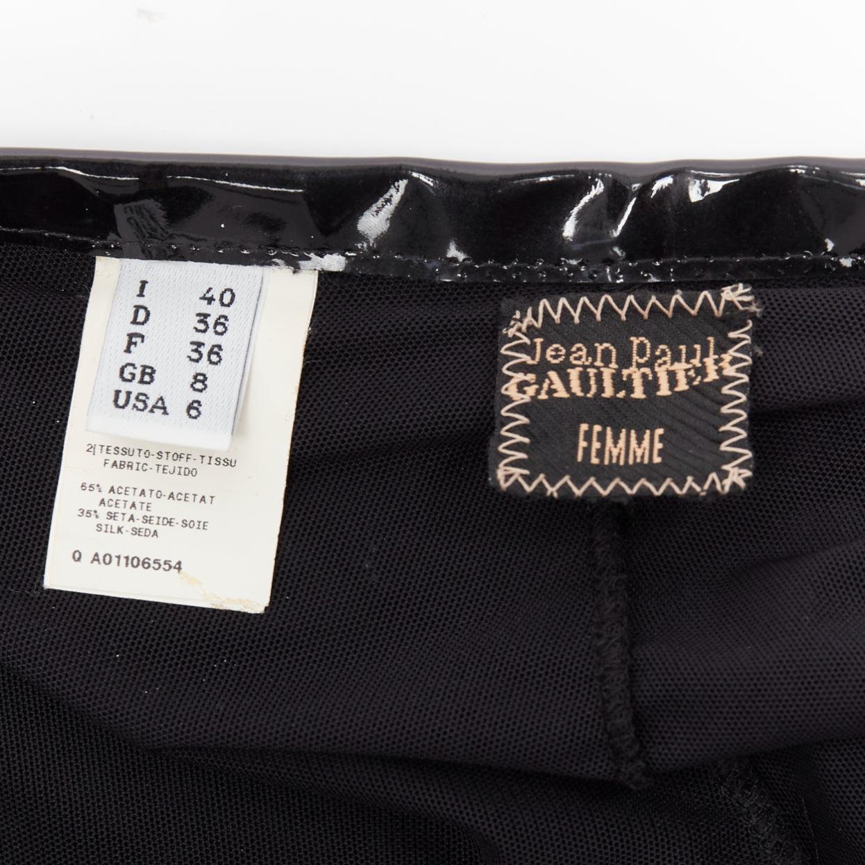 JEAN PAUL GAULTIER FEMME Vintage black bondage buckle detail plisse skirt IT40 S For Sale 3