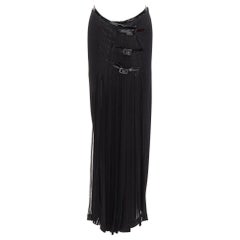 JEAN PAUL GAULTIER FEMME Vintage black bondage buckle detail plisse skirt IT40 S