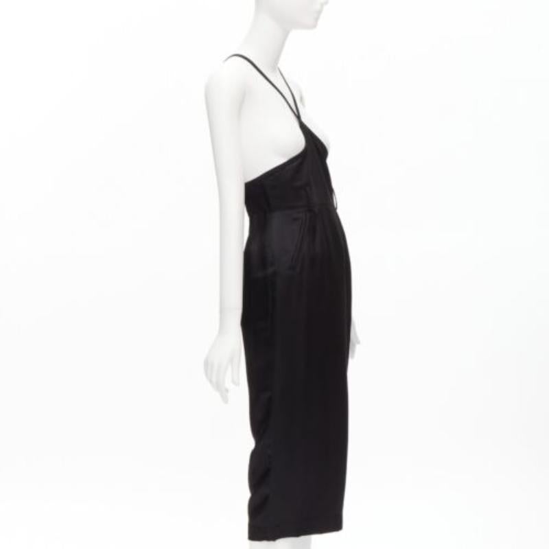 Black JEAN PAUL GAULTIER FEMME Vintage black twill cross strap dungaree dress FR40 L For Sale