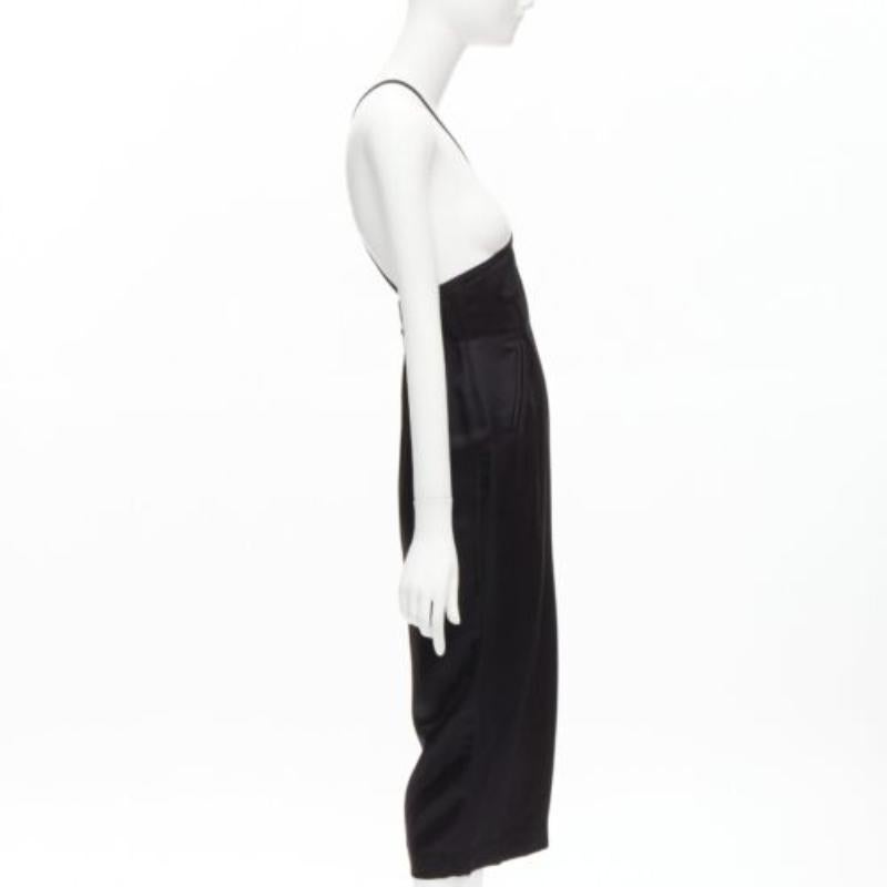 JEAN PAUL GAULTIER FEMME Vintage black twill cross strap dungaree dress FR40 L In Good Condition For Sale In Hong Kong, NT