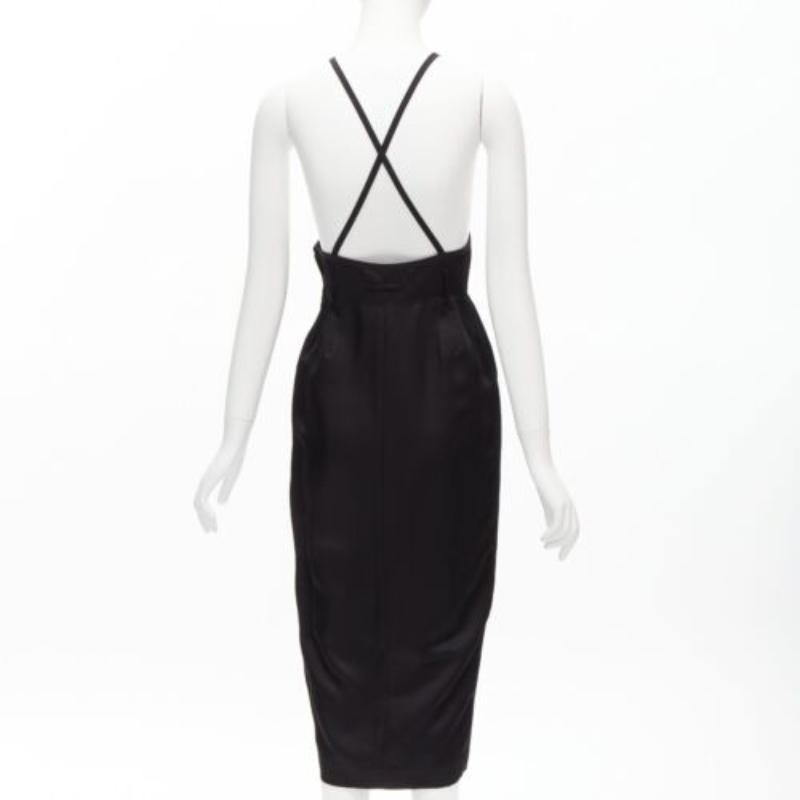 Women's JEAN PAUL GAULTIER FEMME Vintage black twill cross strap dungaree dress FR40 L For Sale