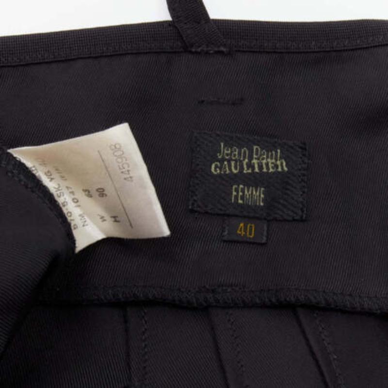 JEAN PAUL GAULTIER FEMME Vintage black twill cross strap dungaree dress FR40 L For Sale 3