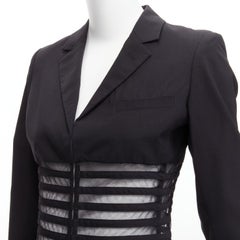 JEAN PAUL GAULTIER FEMME Vintage black wool sheer corset blazer jacket IT40 S
