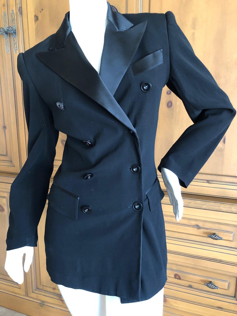 Jean Paul Gaultier Femme Vintage Satin Trimmed Double Breasted Tuxedo  Jacket For Sale at 1stDibs