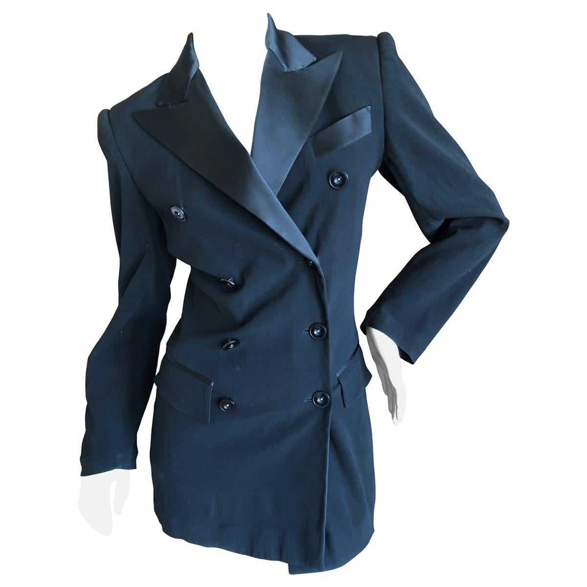 Jean Paul Gaultier Femme Vintage Satin Trimmed Double Breasted Tuxedo Jacket For Sale