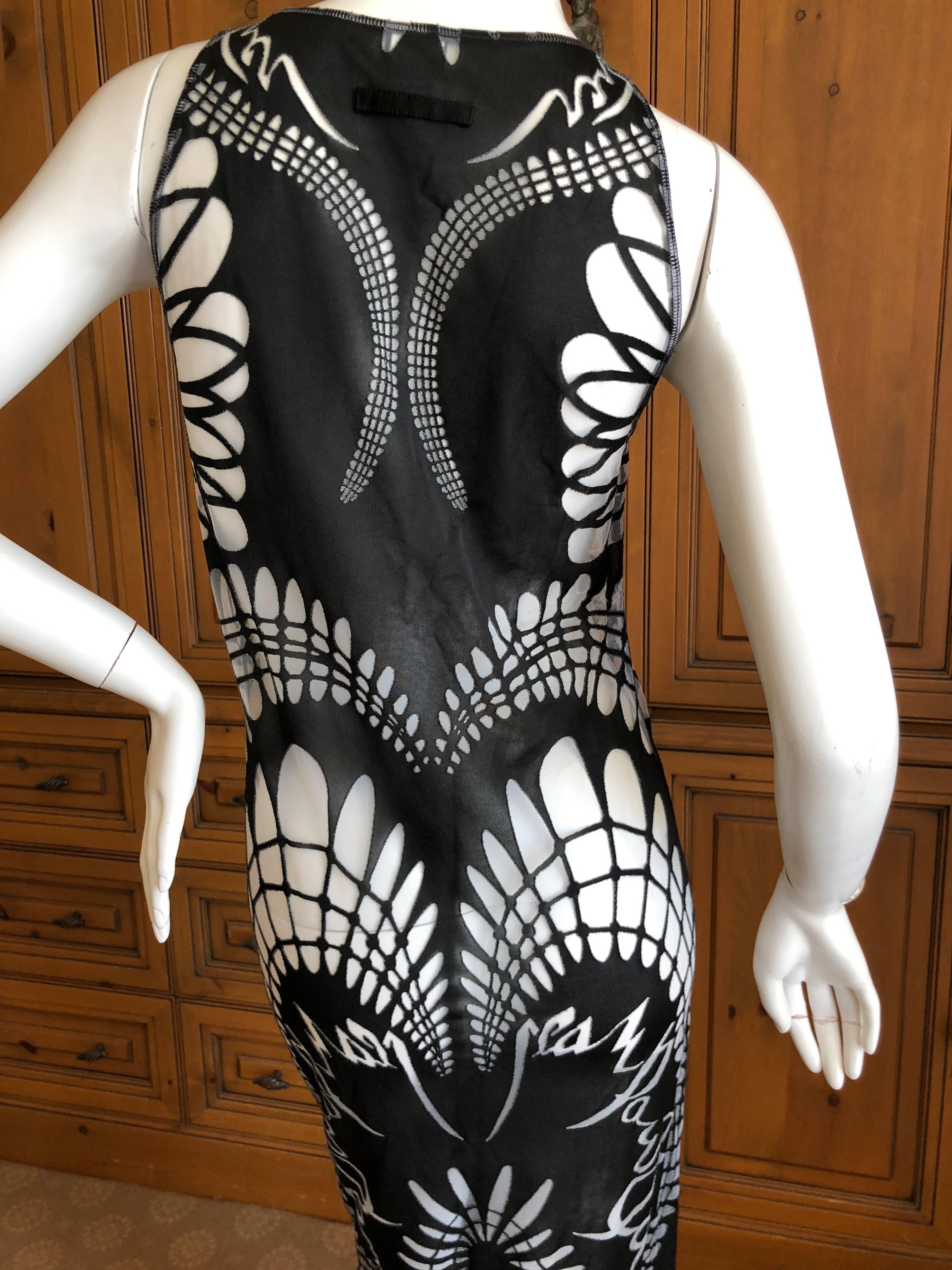 Jean Paul Gaultier Femme Vintage Sheer Long Black Maori Tattoo Dress For Sale 5