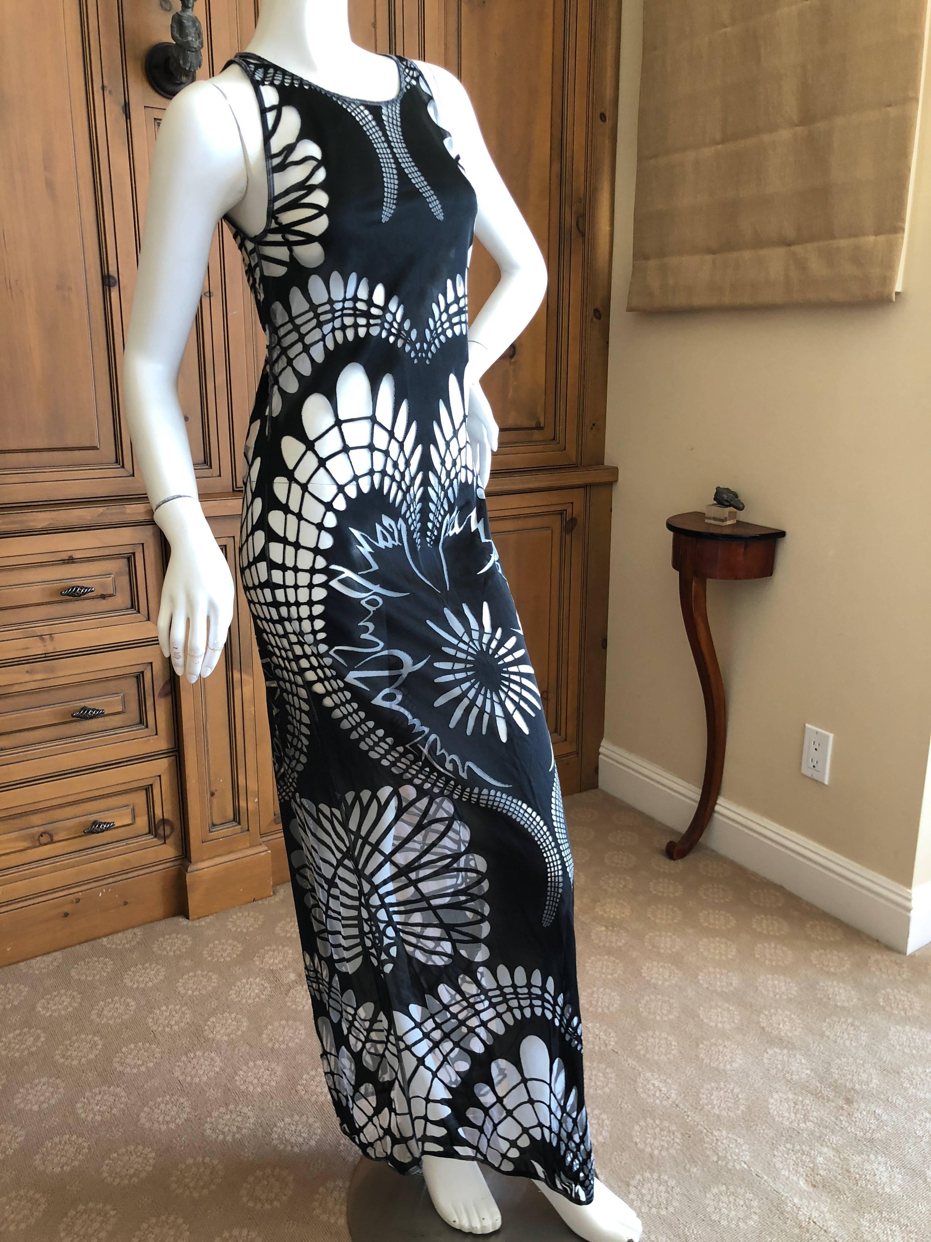 Jean Paul Gaultier Femme Vintage Sheer Maori Tattoo Dress.
 Size 40
There is a lot of stretch
Measurements are given un stretched
Bust 36