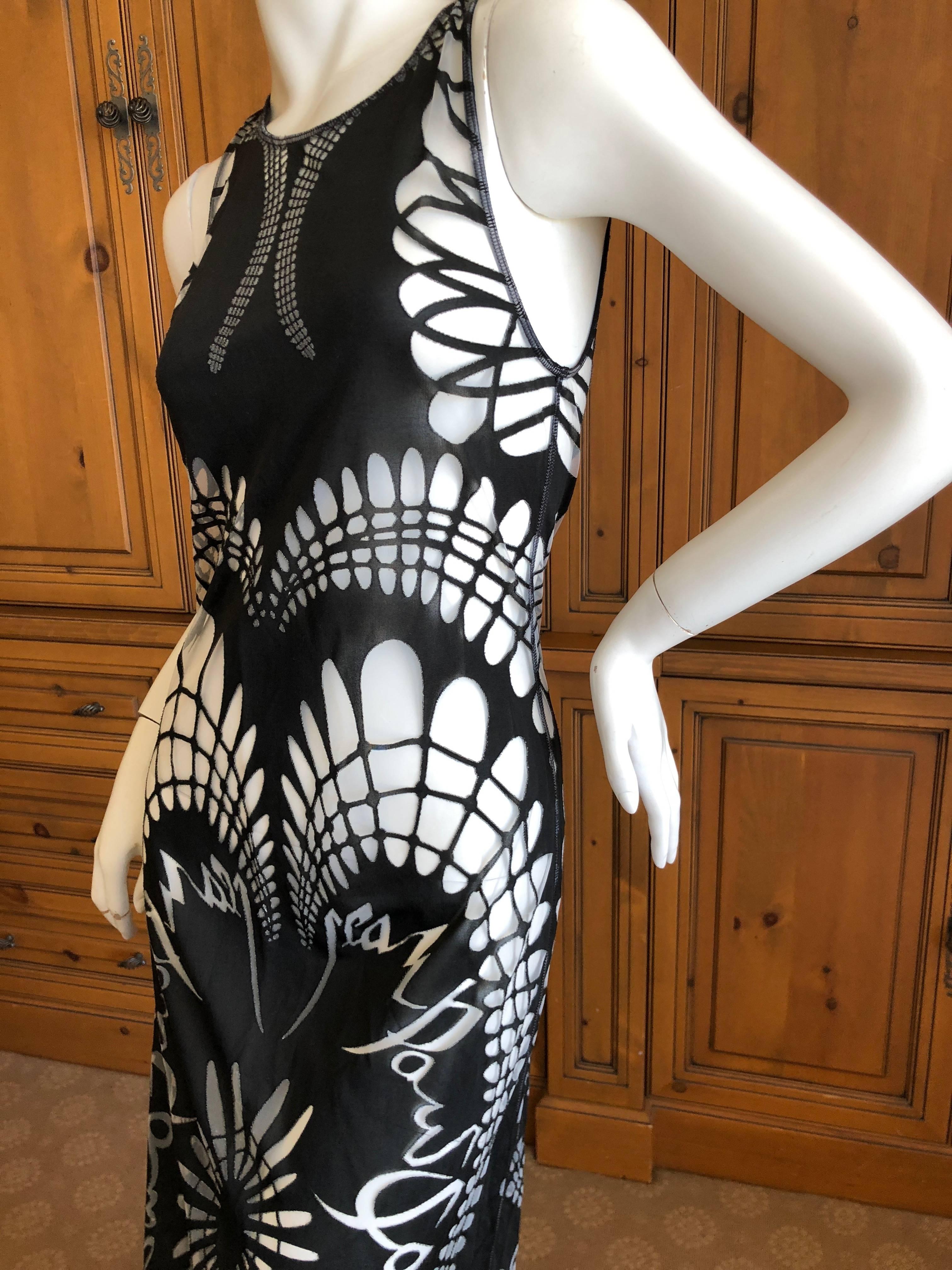 Jean Paul Gaultier Femme Vintage Sheer Long Black Maori Tattoo Dress For Sale 1