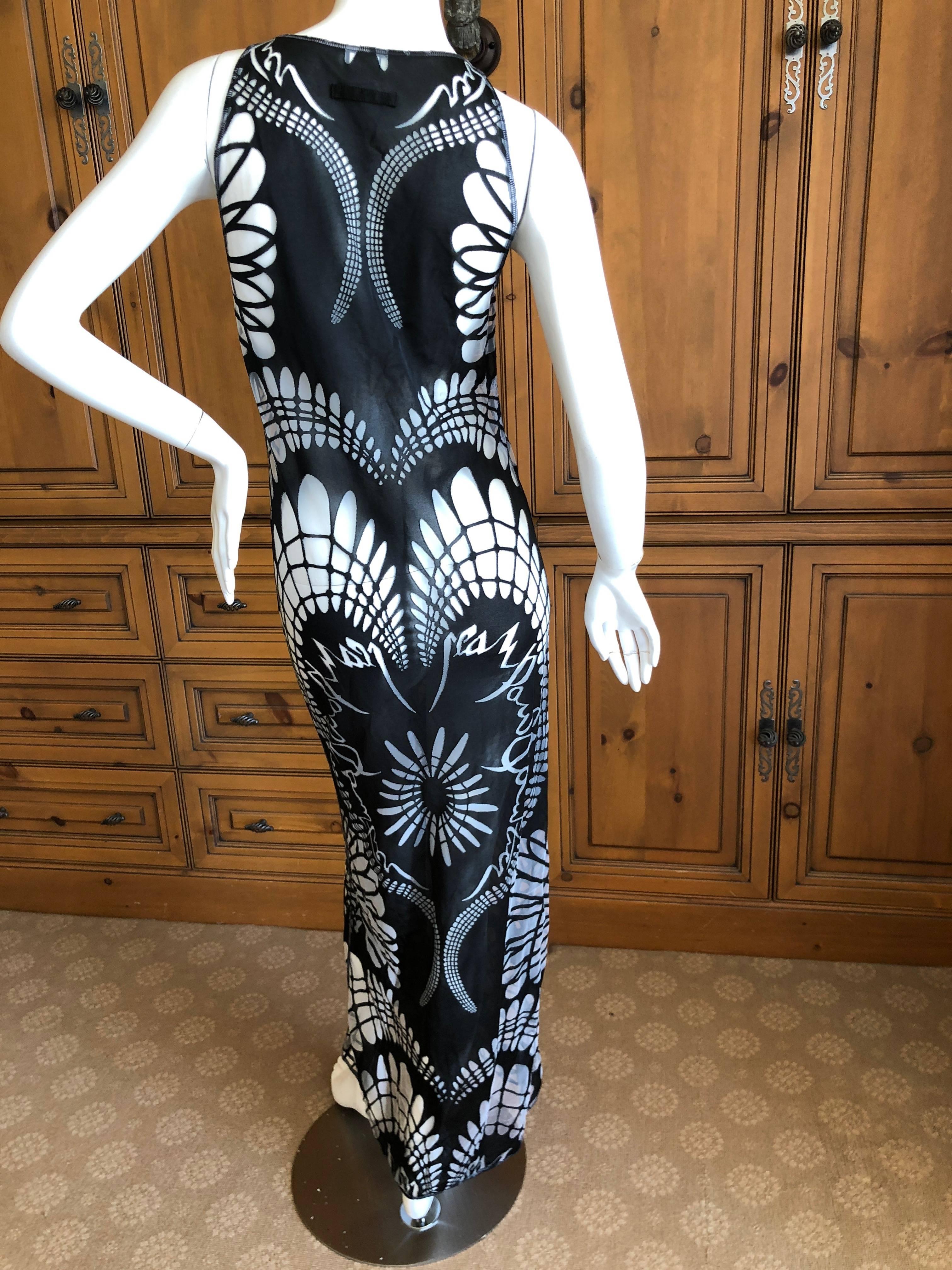 Jean Paul Gaultier Femme Vintage Sheer Long Black Maori Tattoo Dress For Sale 2